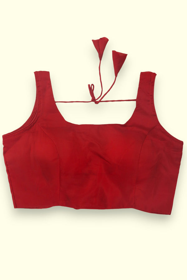 WOMEN'S SLEEVELESS READYMADE BLOUSE - RED