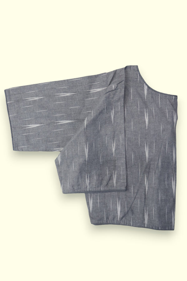 HIGH NECK COTTON SAREE BLOUSE - GREY