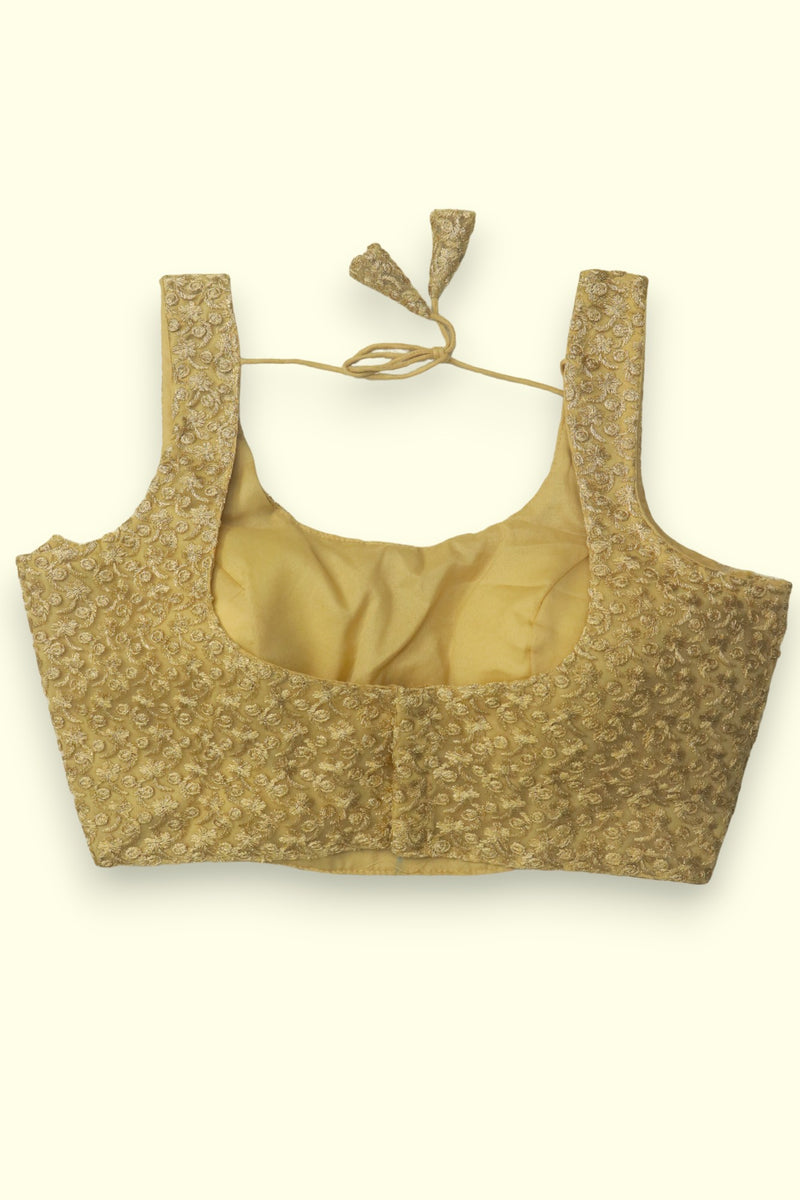 WOMEN'S SLEEVELESS DESIGNER READYMADE BLOUSE - GOLD