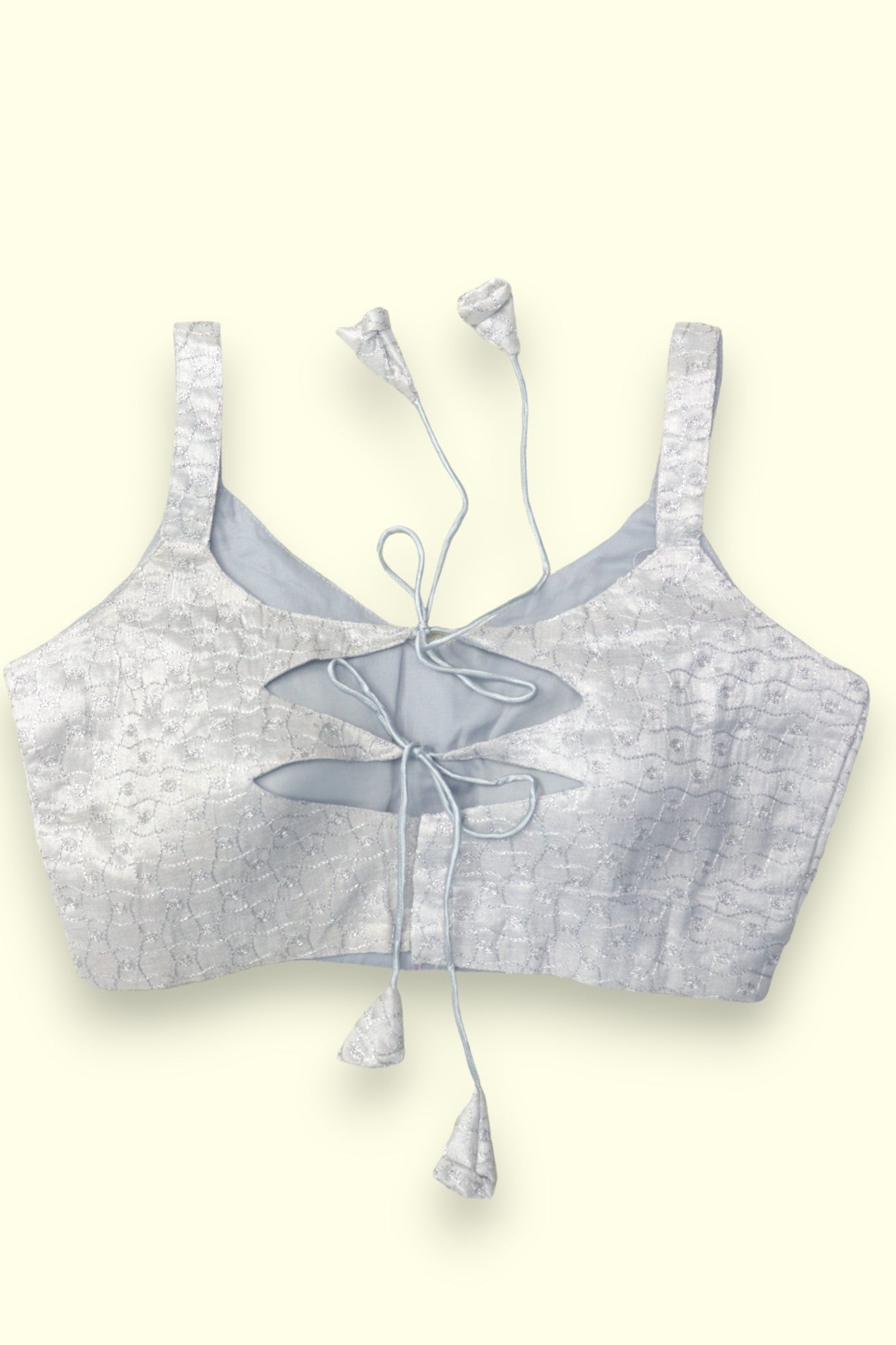 WOMEN'S SLEEVELESS DESIGNER READYMADE BLOUSE - SILVER