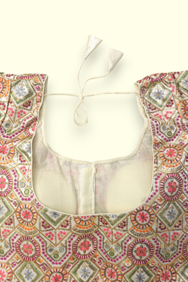 FANCY EMBROIDERY WORK SAREE BLOUSE - MULTICOLOUR