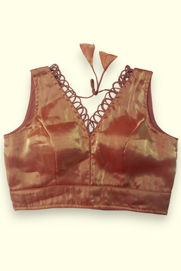 WOMEN'S SLEEVELESS FANCY READYMADE BLOUSE - COPPER