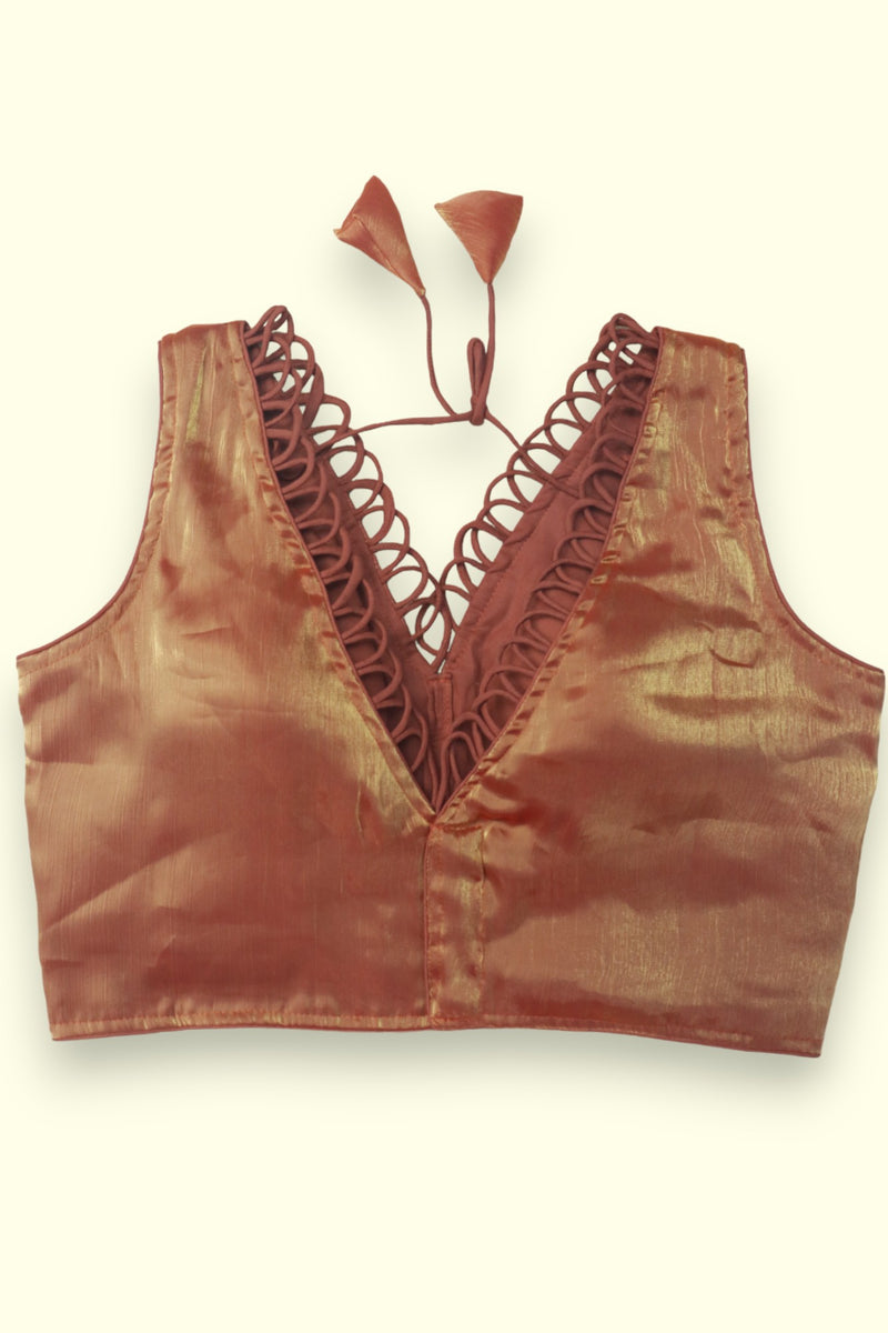 WOMEN'S SLEEVELESS FANCY READYMADE BLOUSE - COPPER