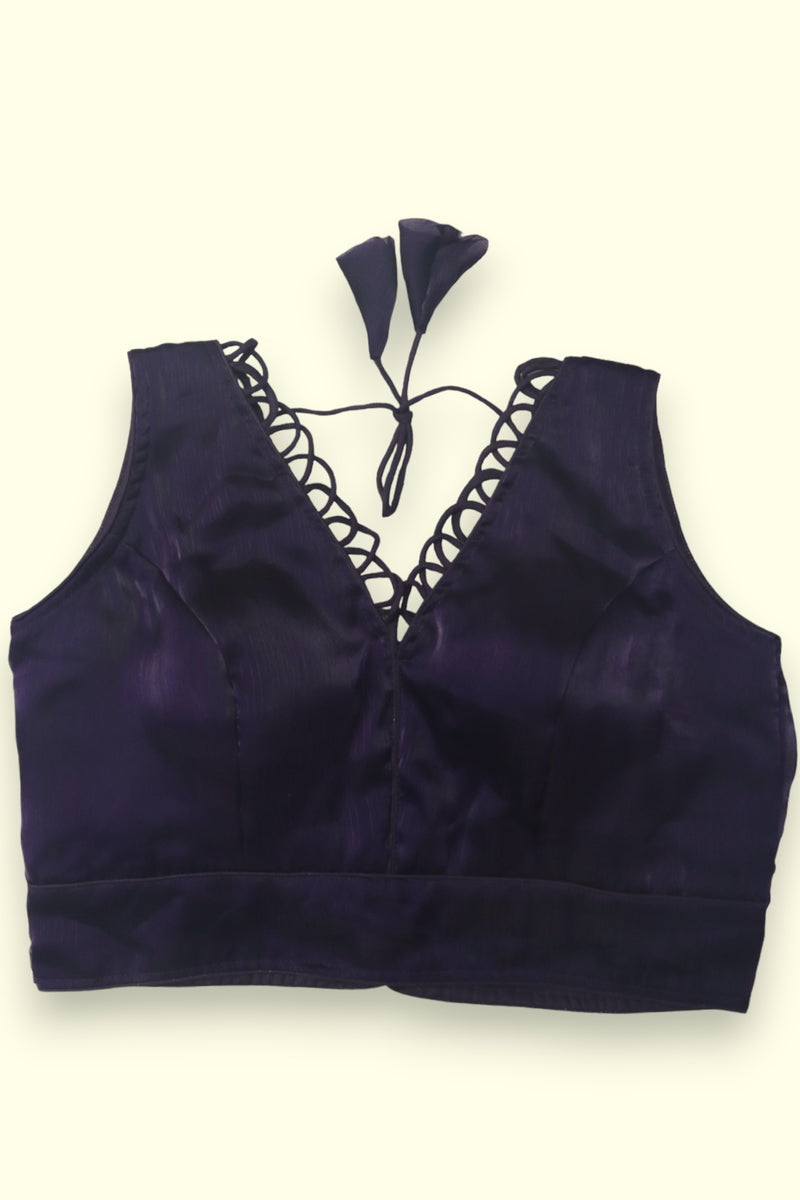 WOMEN'S SLEEVELESS FANCY READYMADE BLOUSE - VIOLET