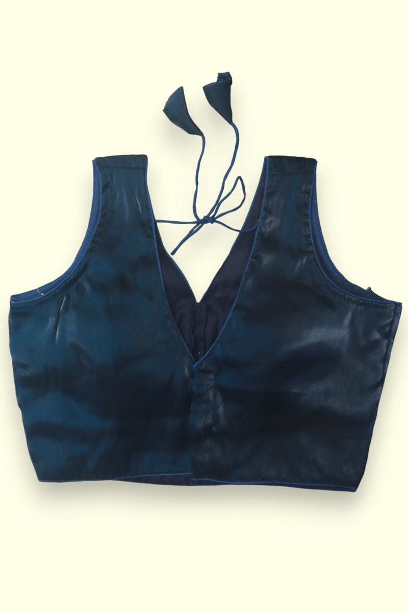 WOMEN'S SLEEVELESS FANCY READYMADE BLOUSE -  DARK SLATE BLUE