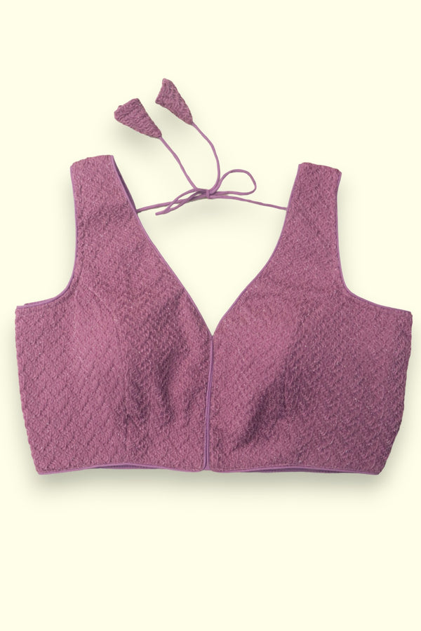 FANCY SLEEVELESS READYMADE SHIMMER BLOUSE - LILAC