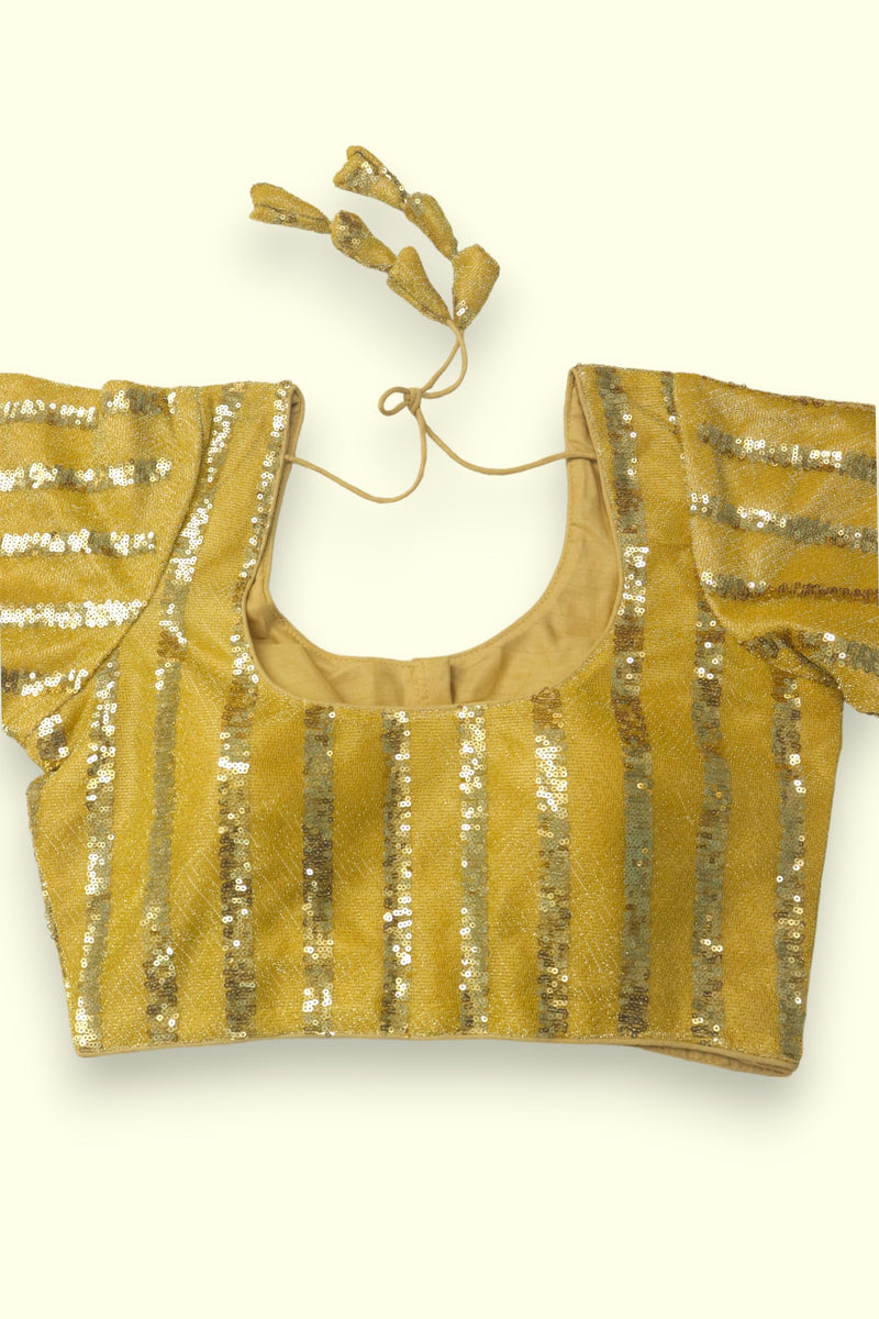 DESGNER SEQUIN WORK SAREE BLOUSE - GOLD