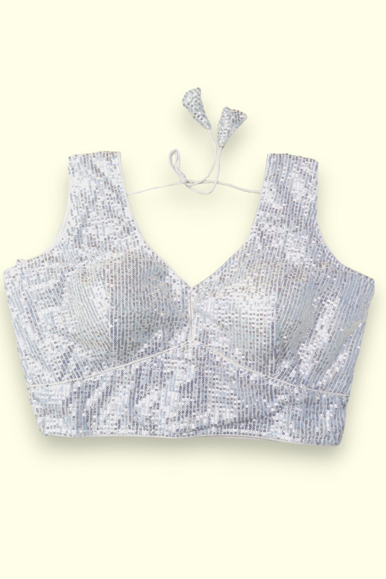 HEAVY SEQUIN WORK SLEEVELESS BLOUSE- SILVER GLITZ