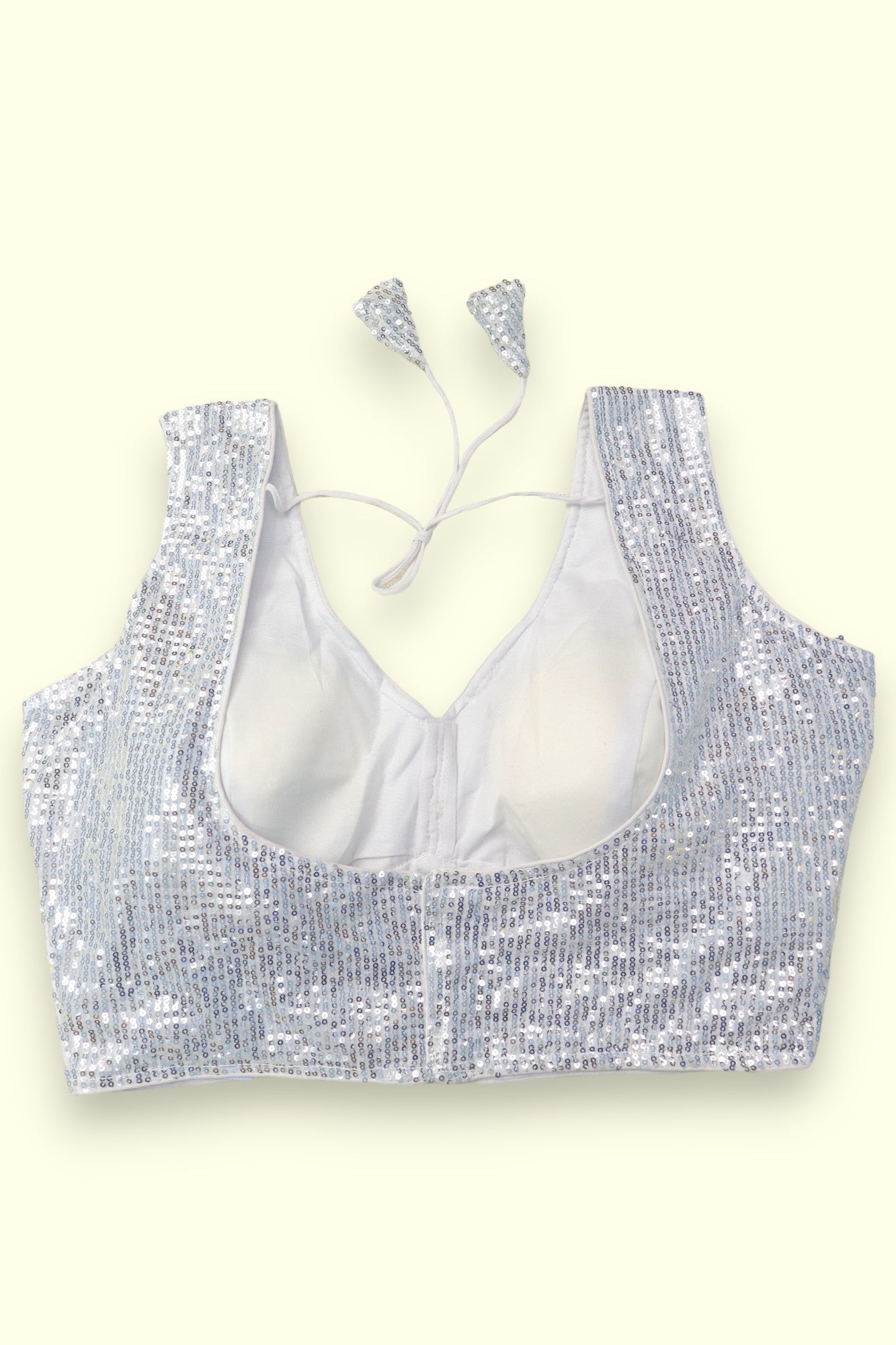 HEAVY SEQUIN WORK SLEEVELESS BLOUSE- SILVER GLITZ