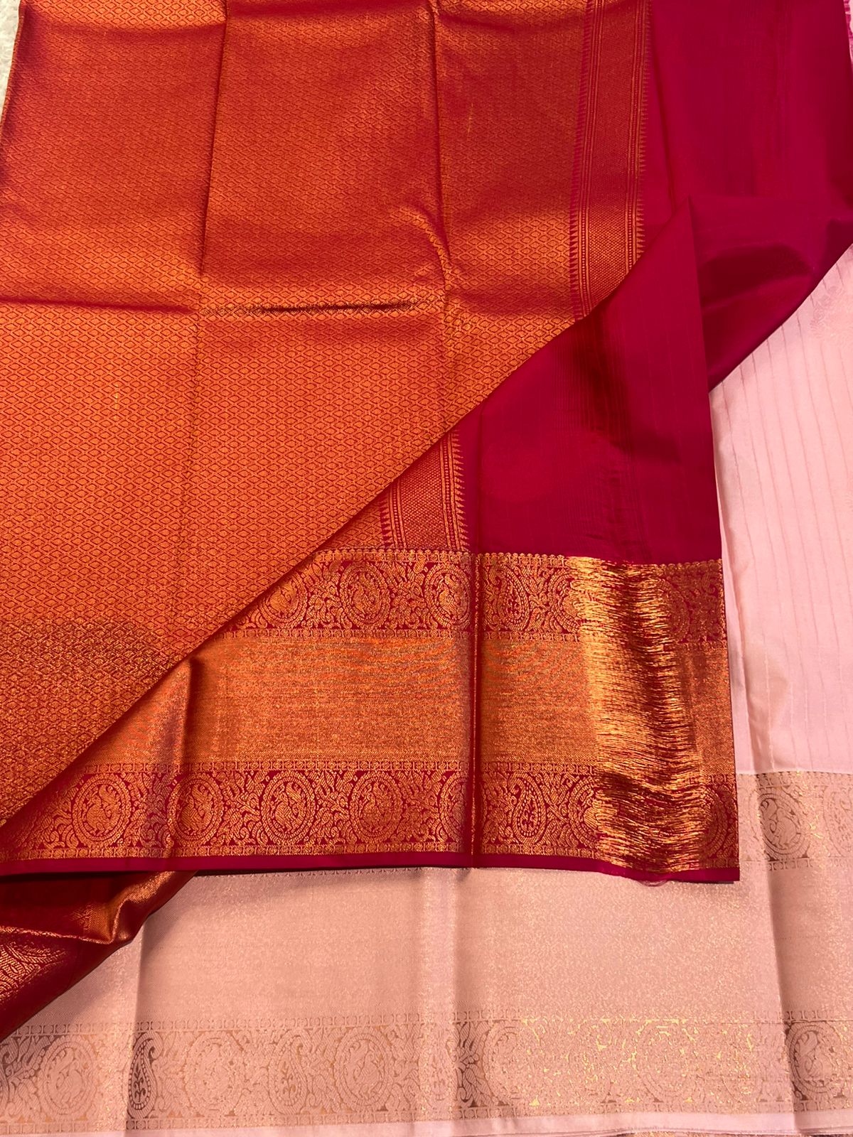 PREMIUM SEMI KANCHI SILK SAREE - BABY PINK