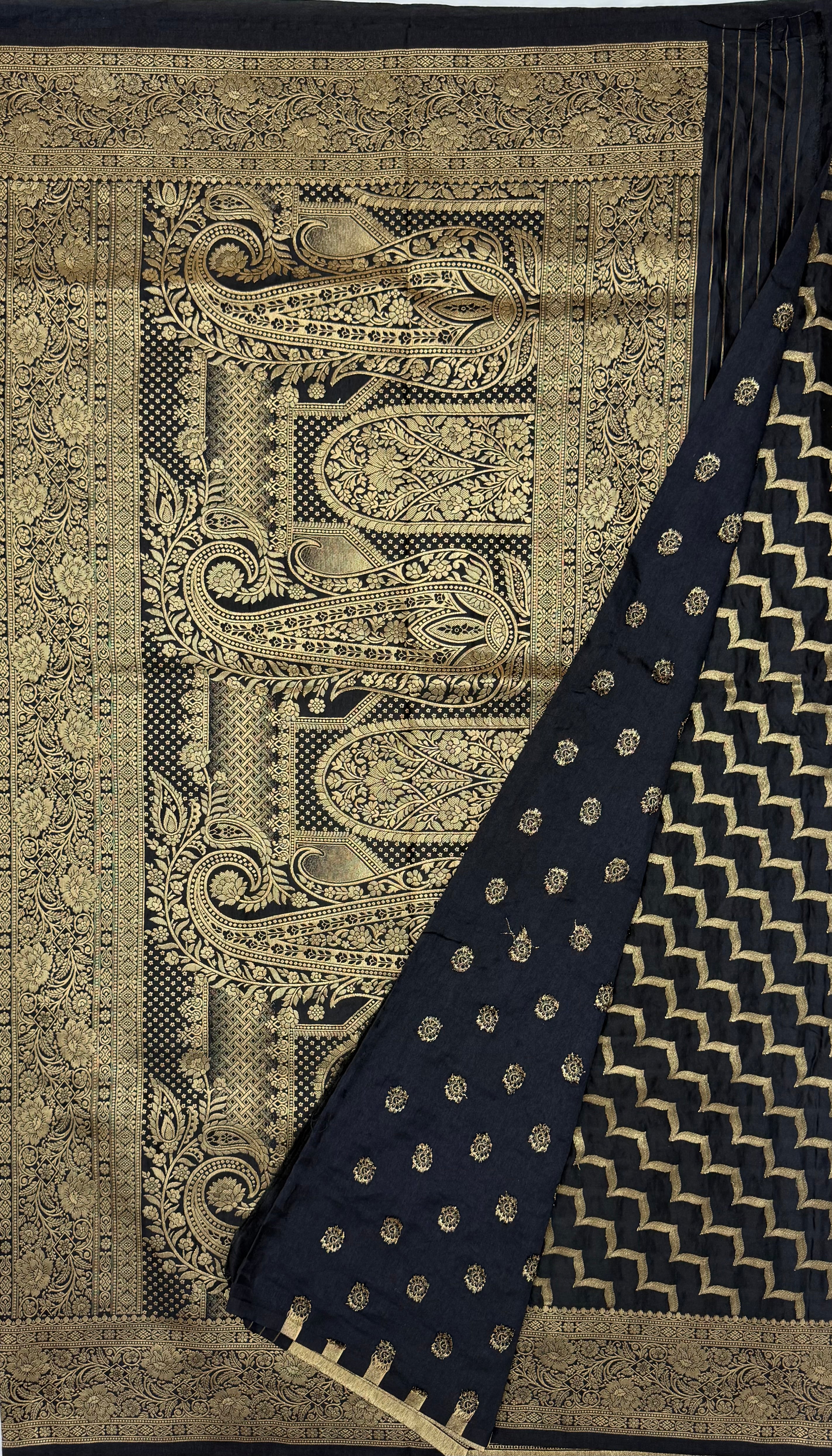 PREMIUM BANARASI MASHRU SILK SAREE - BLACK
