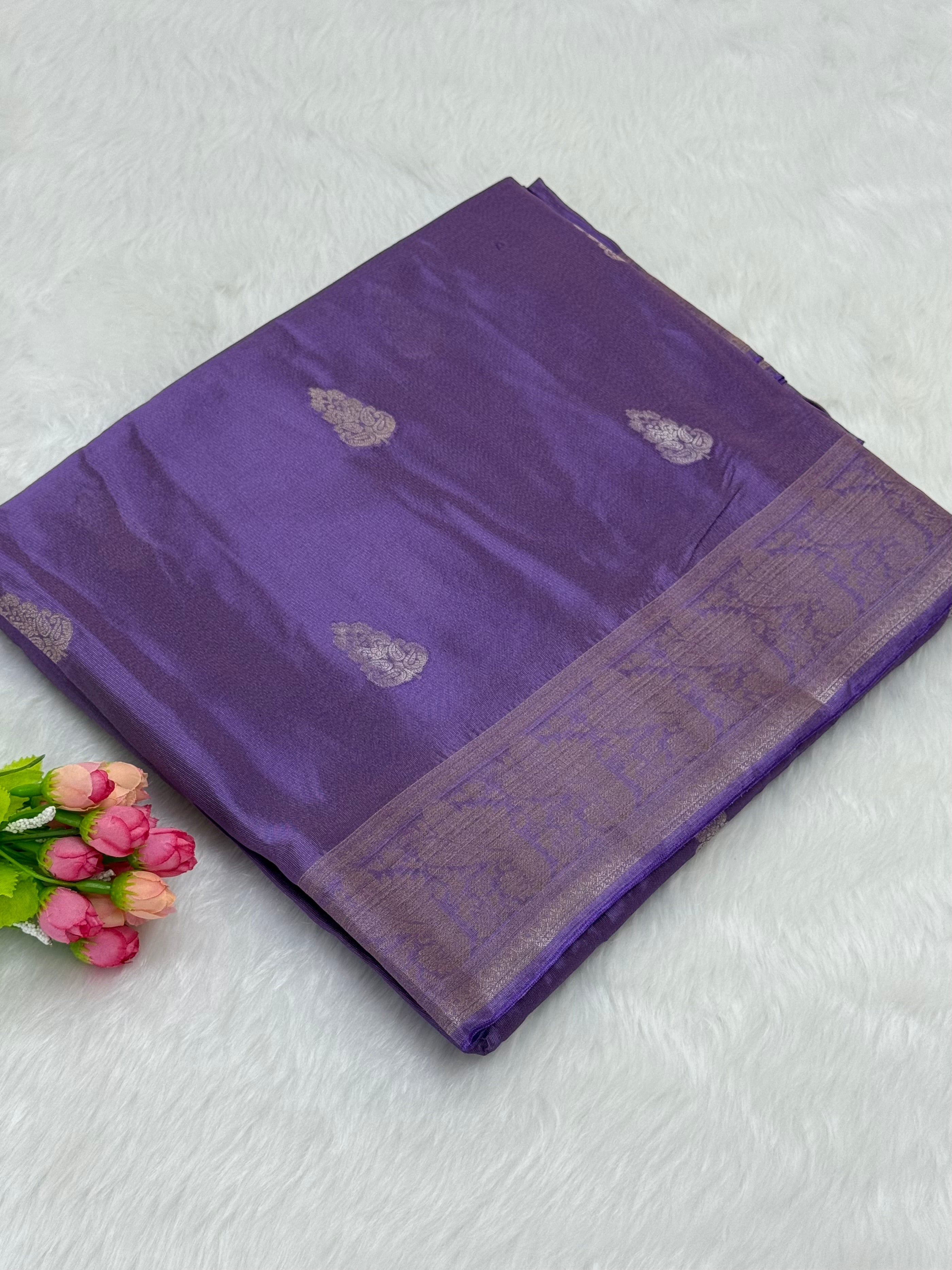 PREMIUM BANARASI TISSUE VISCOSE SAREE - FRENCH VIOLET