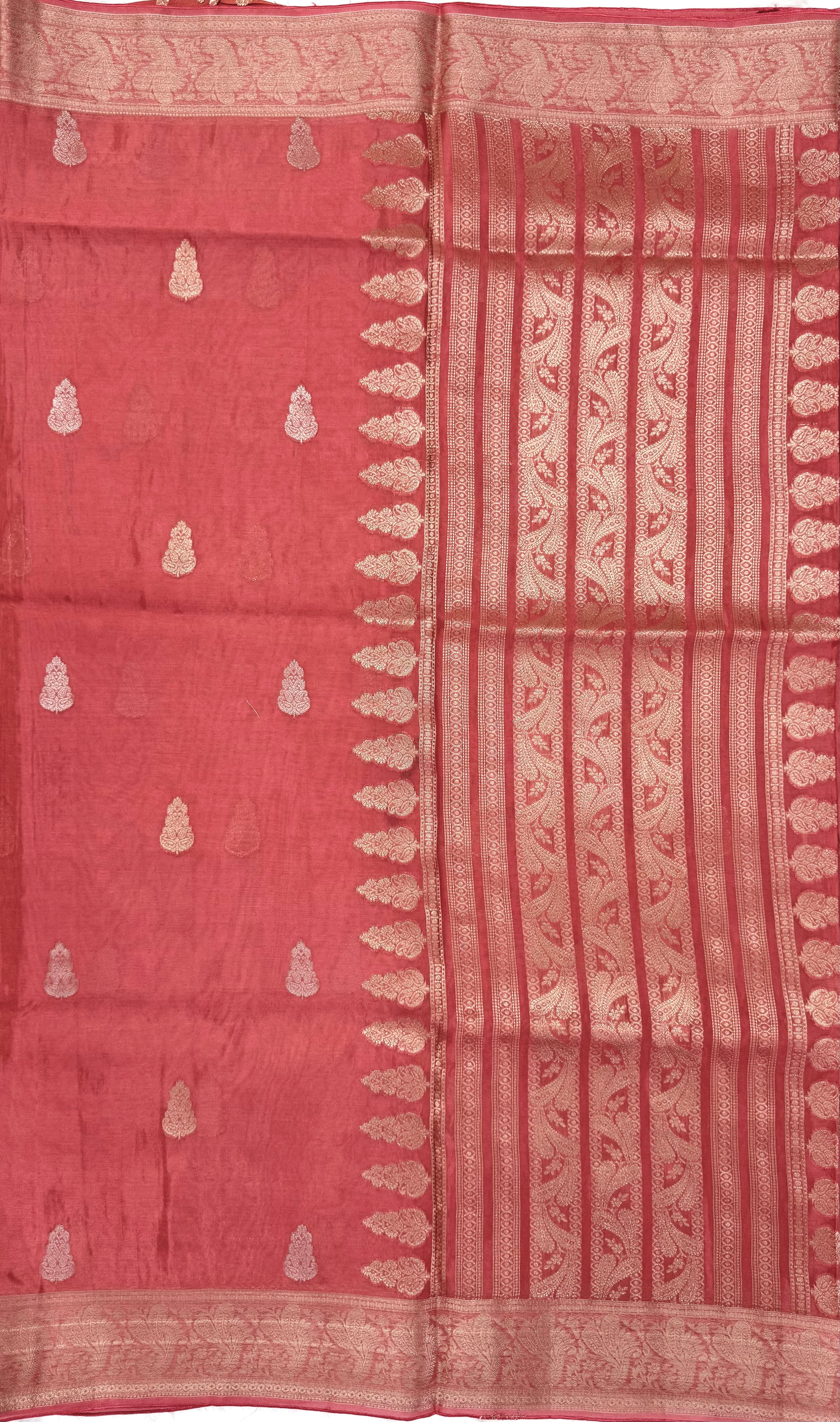 PREMIUM BANARASI TISSUE VISCOSE SAREE - GEORGIA PEACH