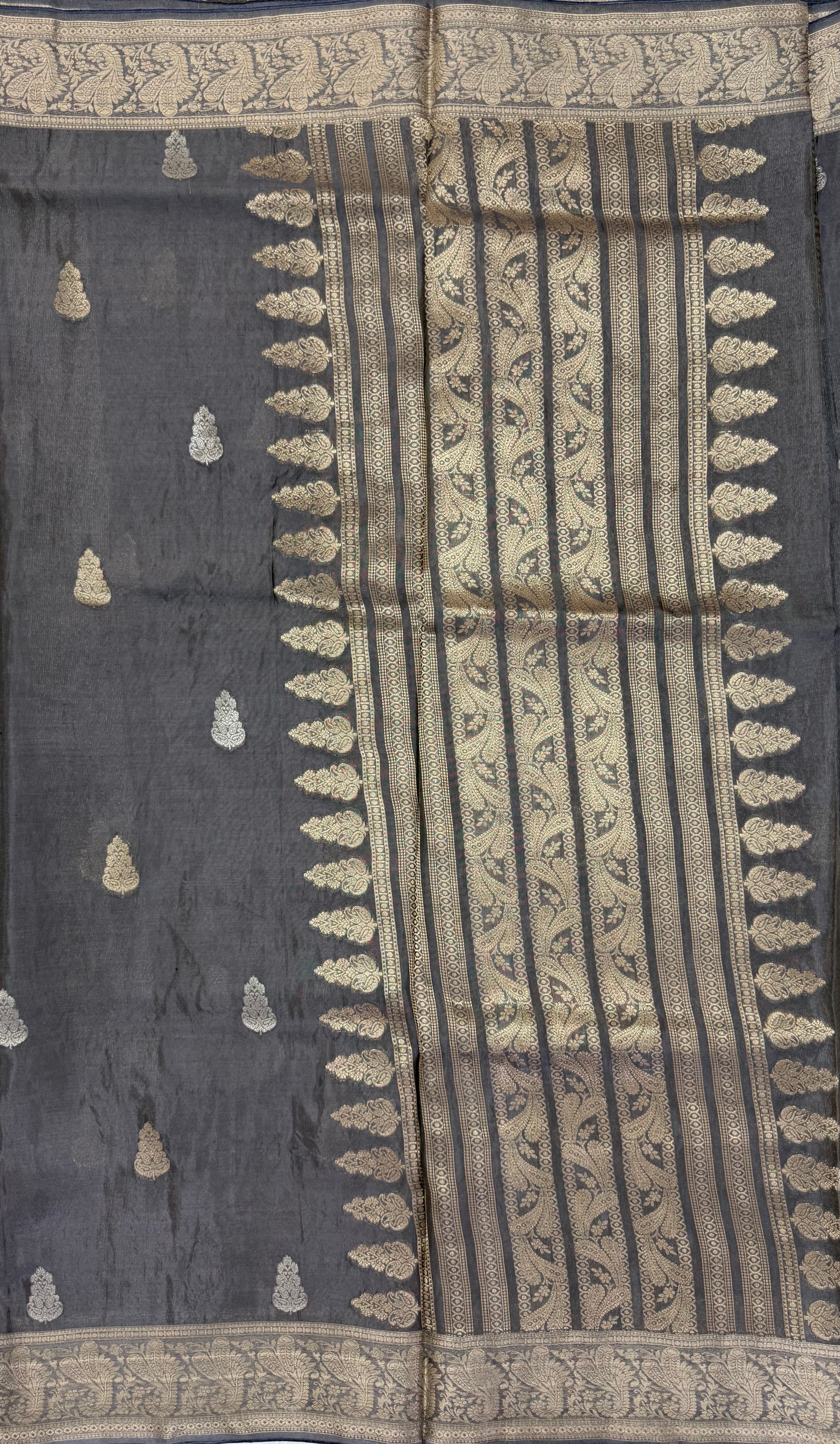 PREMIUM BANARASI TISSUE VISCOSE SAREE - INTENSE GREY