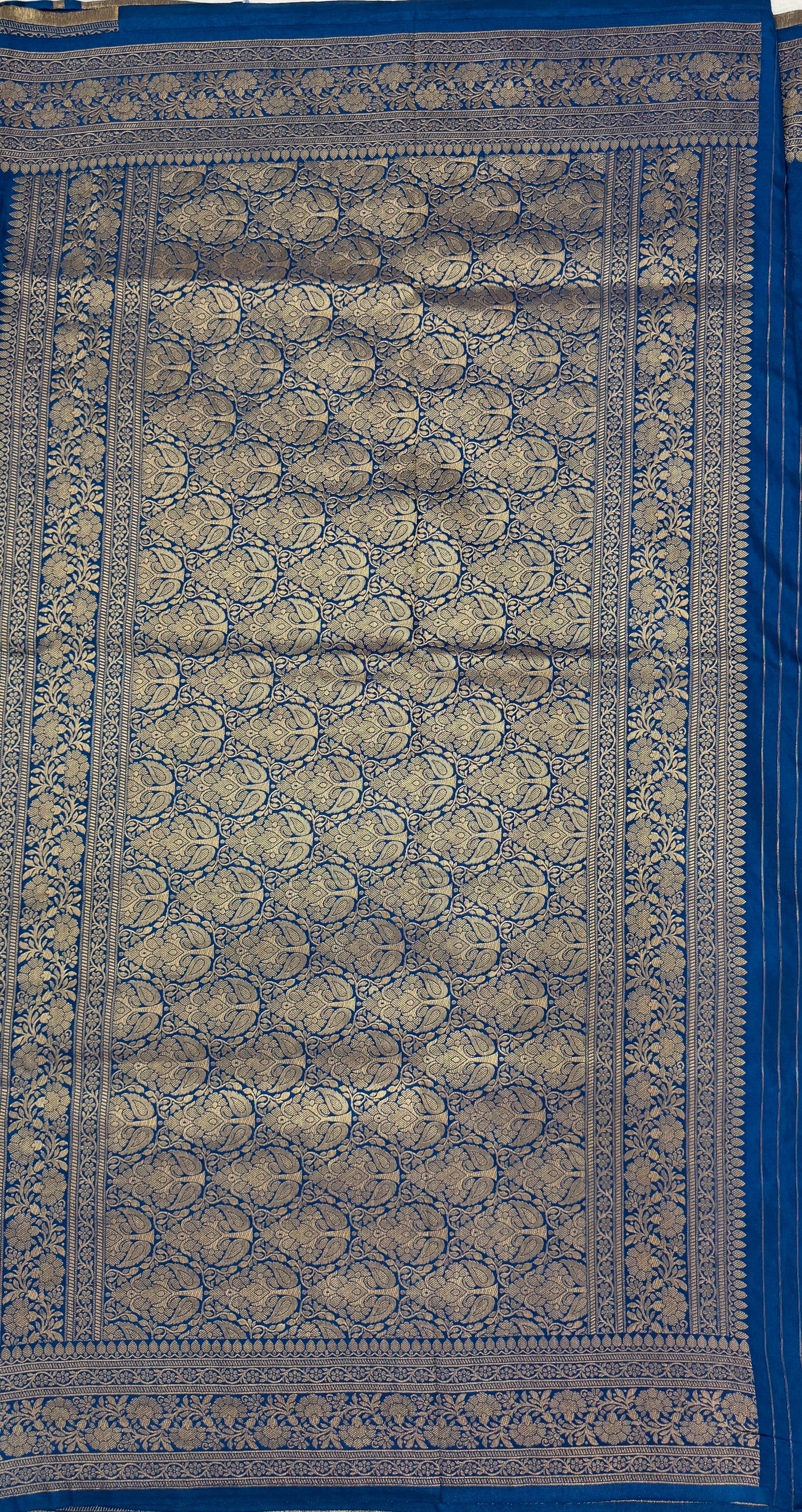 PREMIUM BANARASI MASHRU SILK SAREE - TEAL BLUE