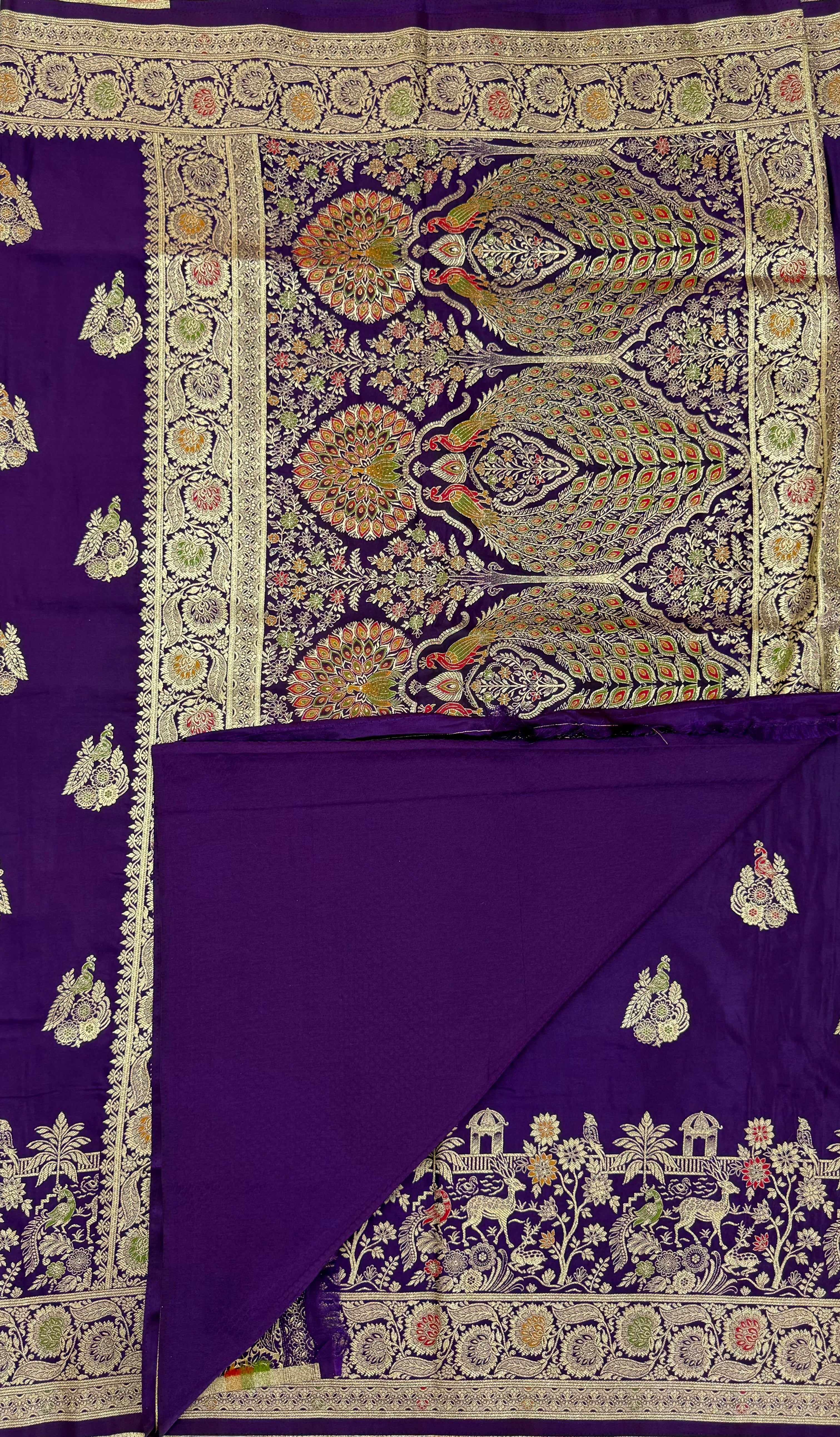 BANARASI MEENAKARI MASHRU SILK SAREE - PURPLE