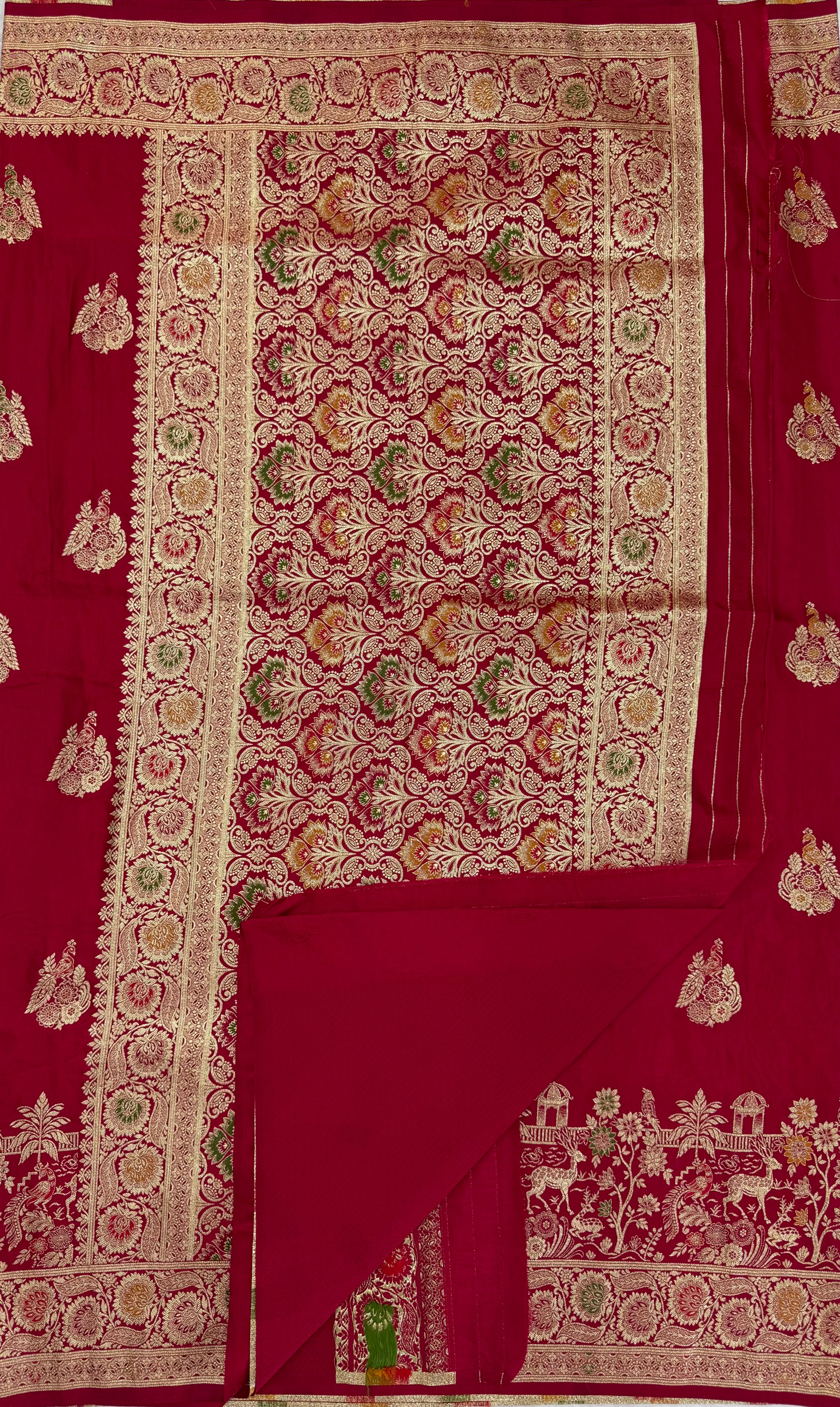 BANARASI MEENAKARI MASHRU SILK SAREE - RED