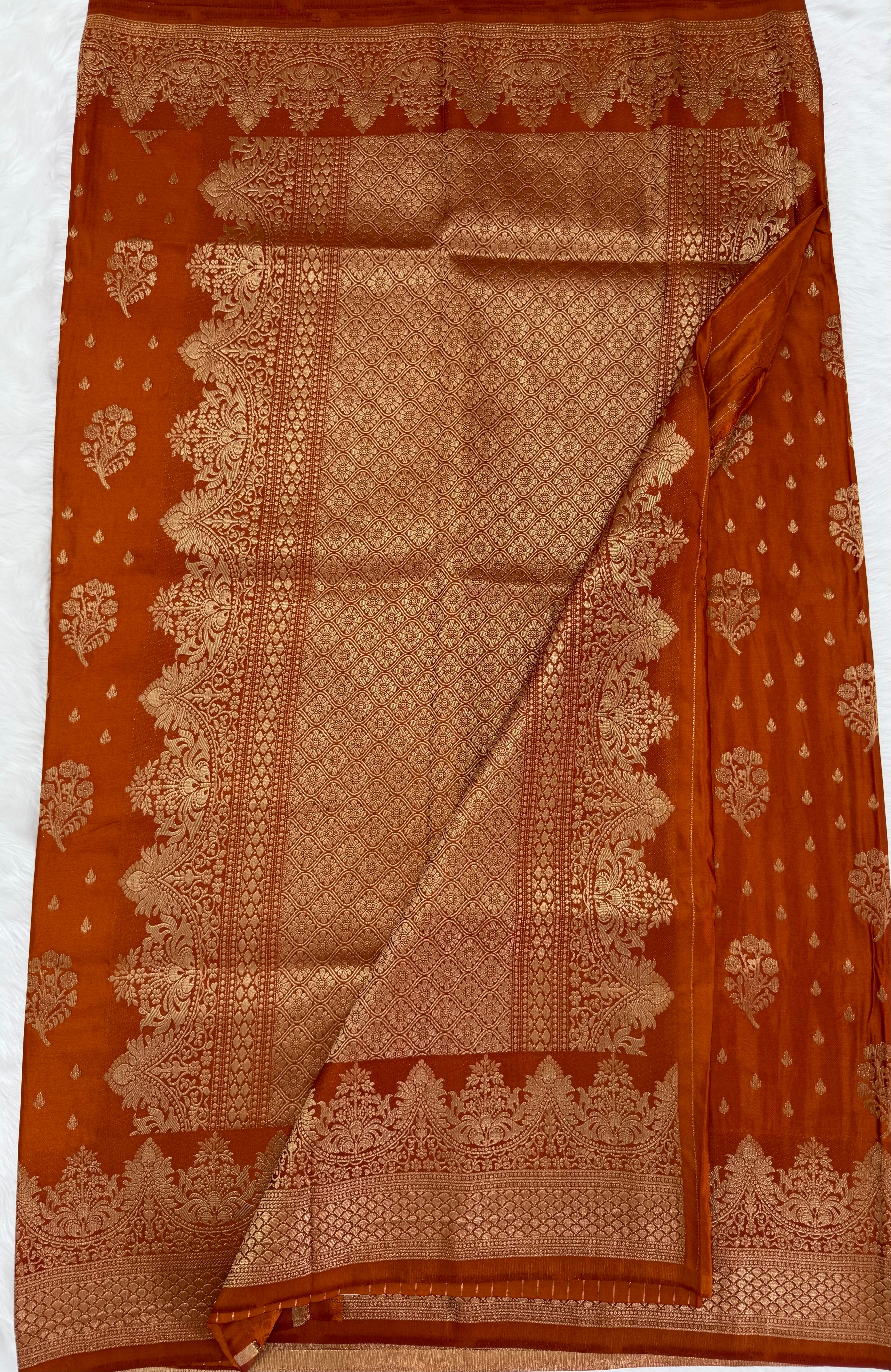 PREMIUM BANARASI MASHRU SILK SAREE - OCHRE YELLOW