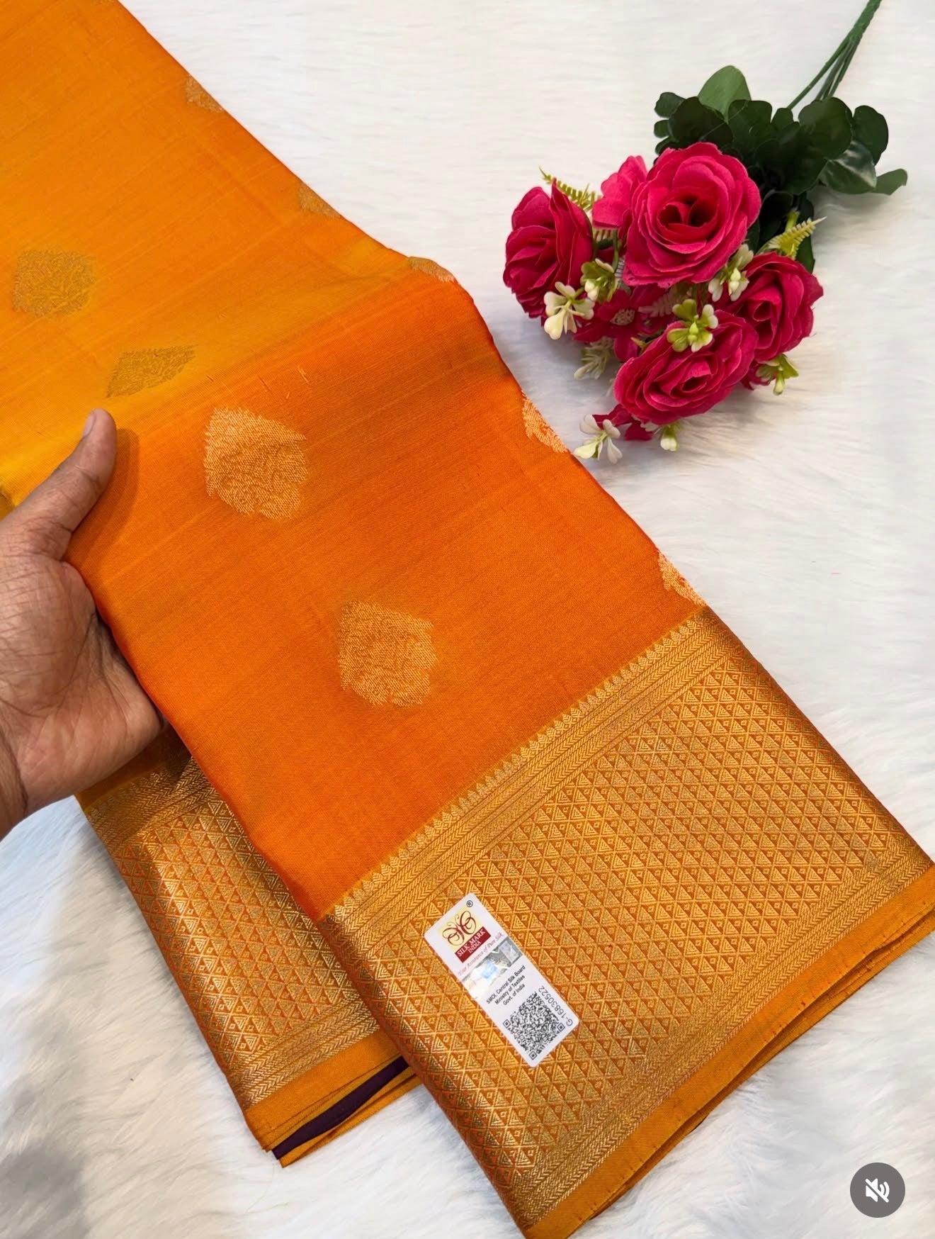 KANCHIPURAM PURE SILK SAREE | SILKMARK® CERTIFIED - FIRE YELLOW