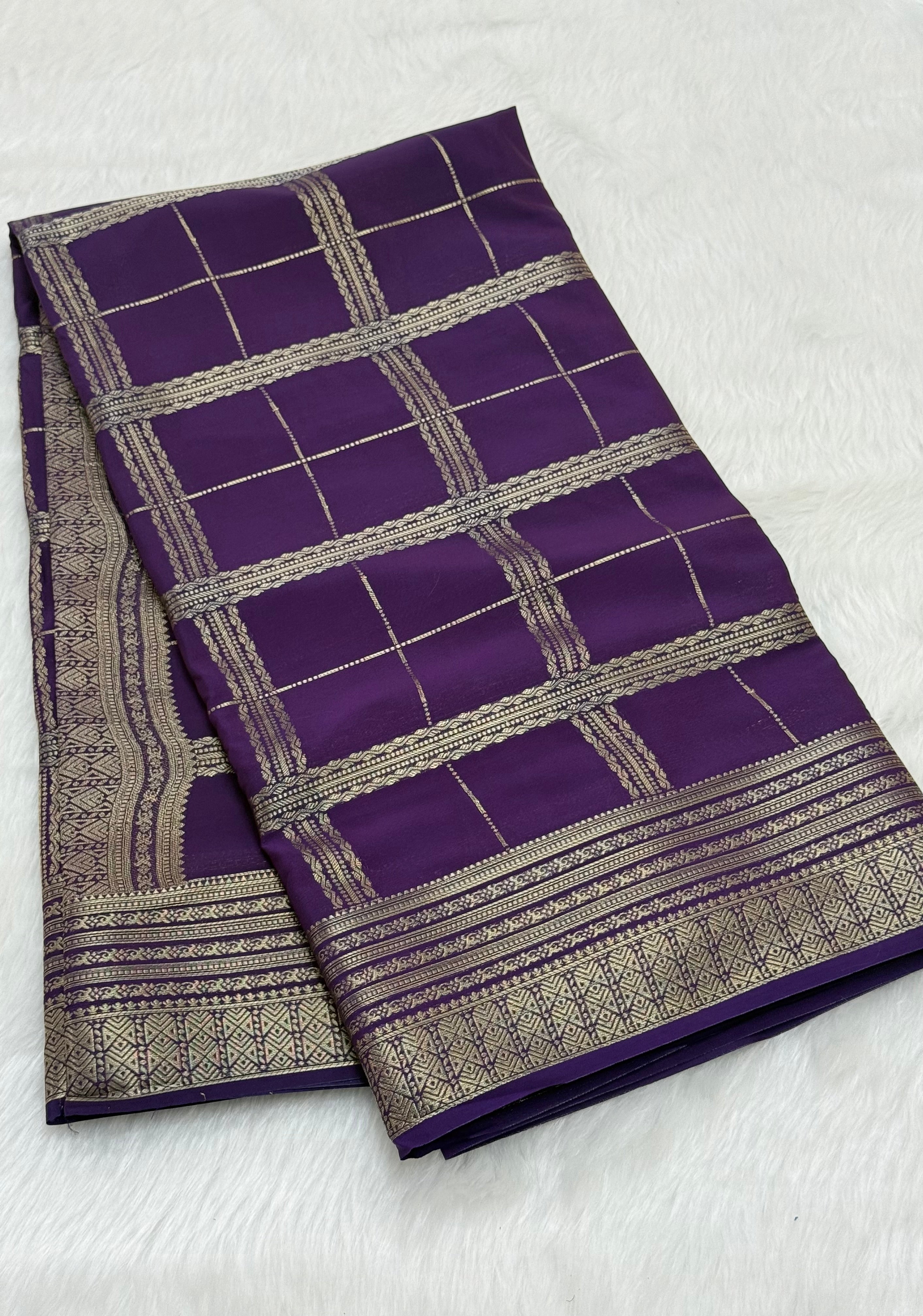 TRENDING MYSORE CREPE SILK SAREE - PURPLE