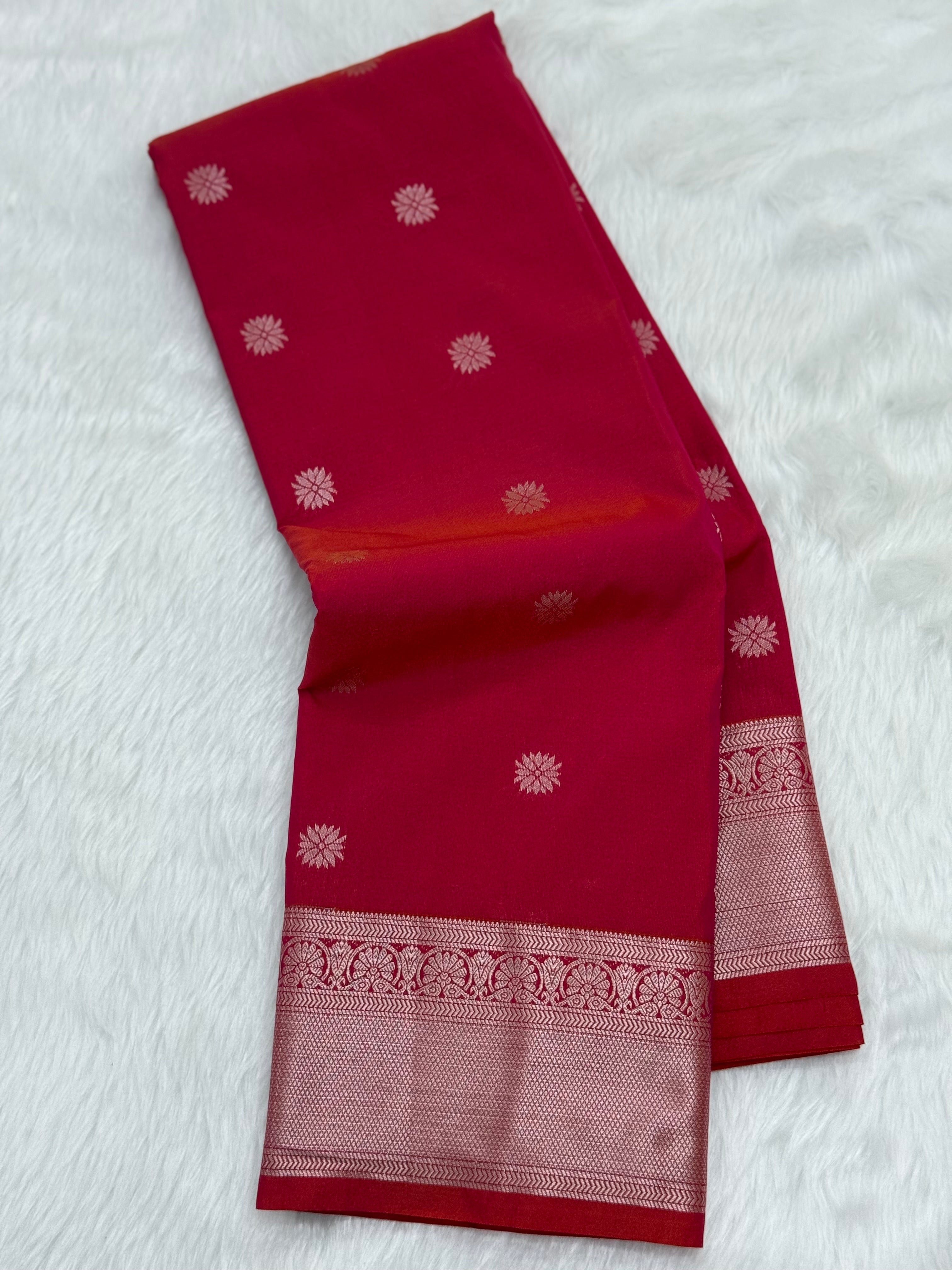 PREMIUM SEMI KANCHI SILK SAREE - CERISE PINK