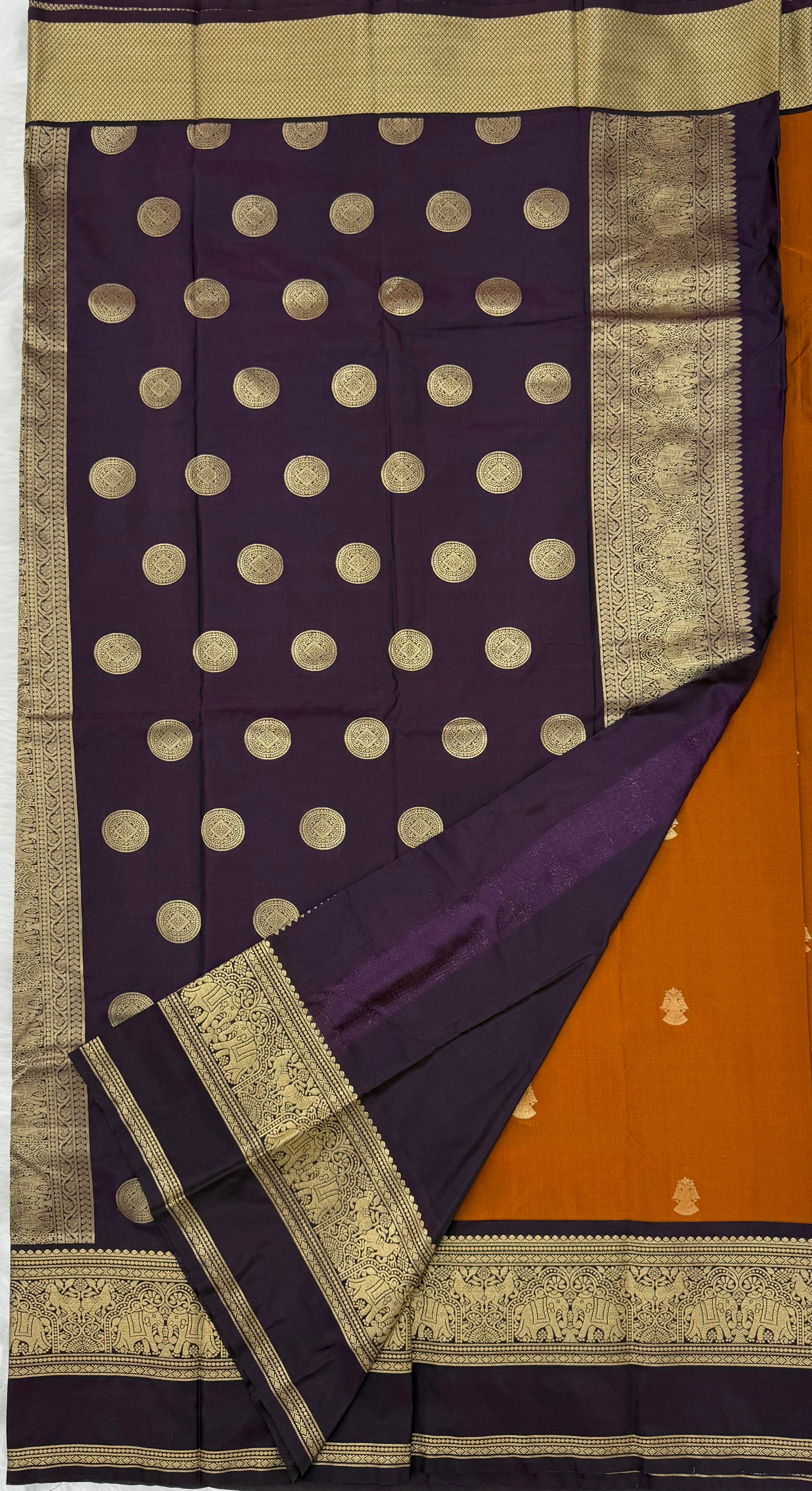 PREMIUM SEMI KANCHI SILK SAREE - OCHRE YELLOW