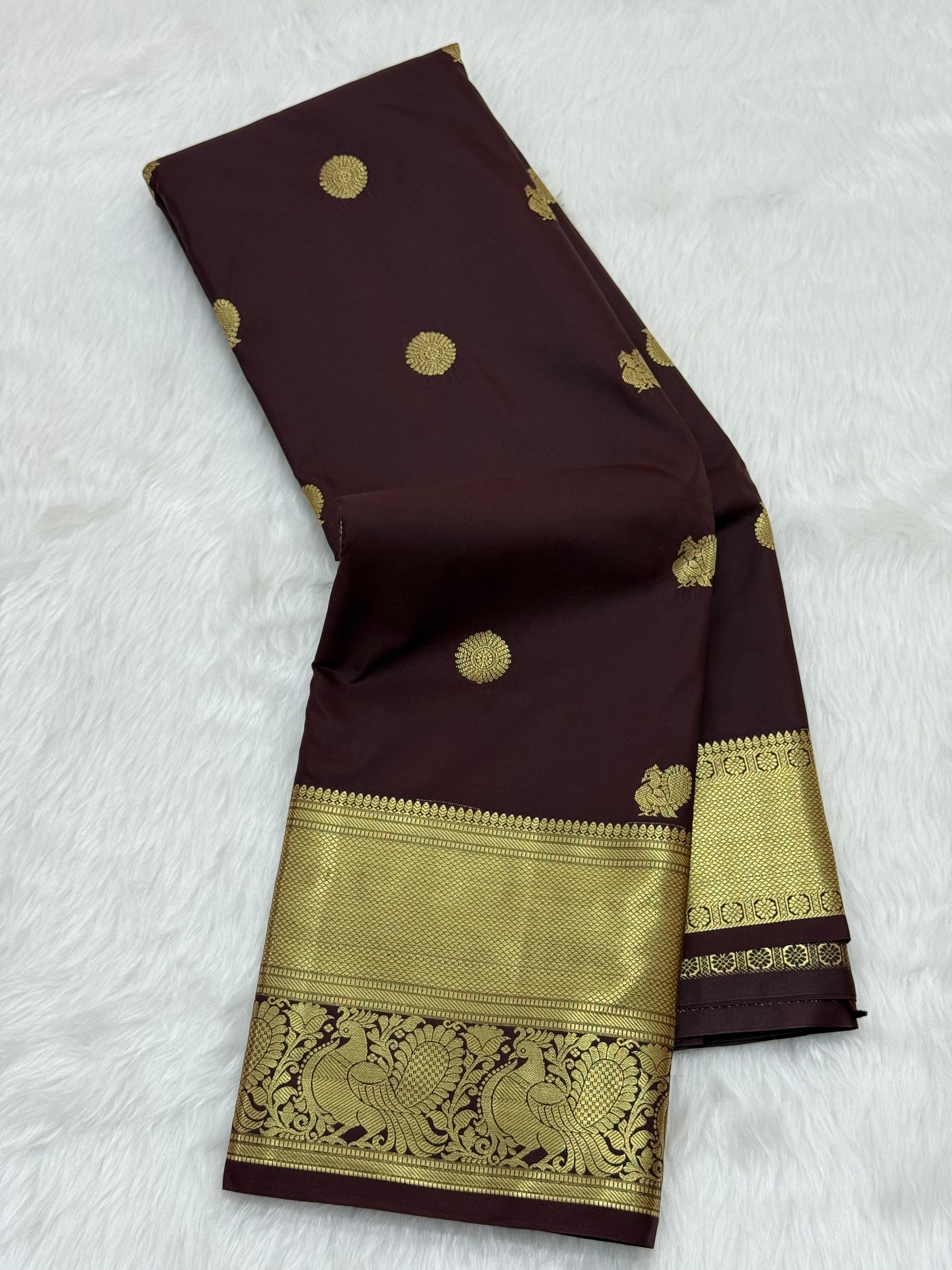 PREMIUM SEMI KANCHI SILK SAREE - BROWN