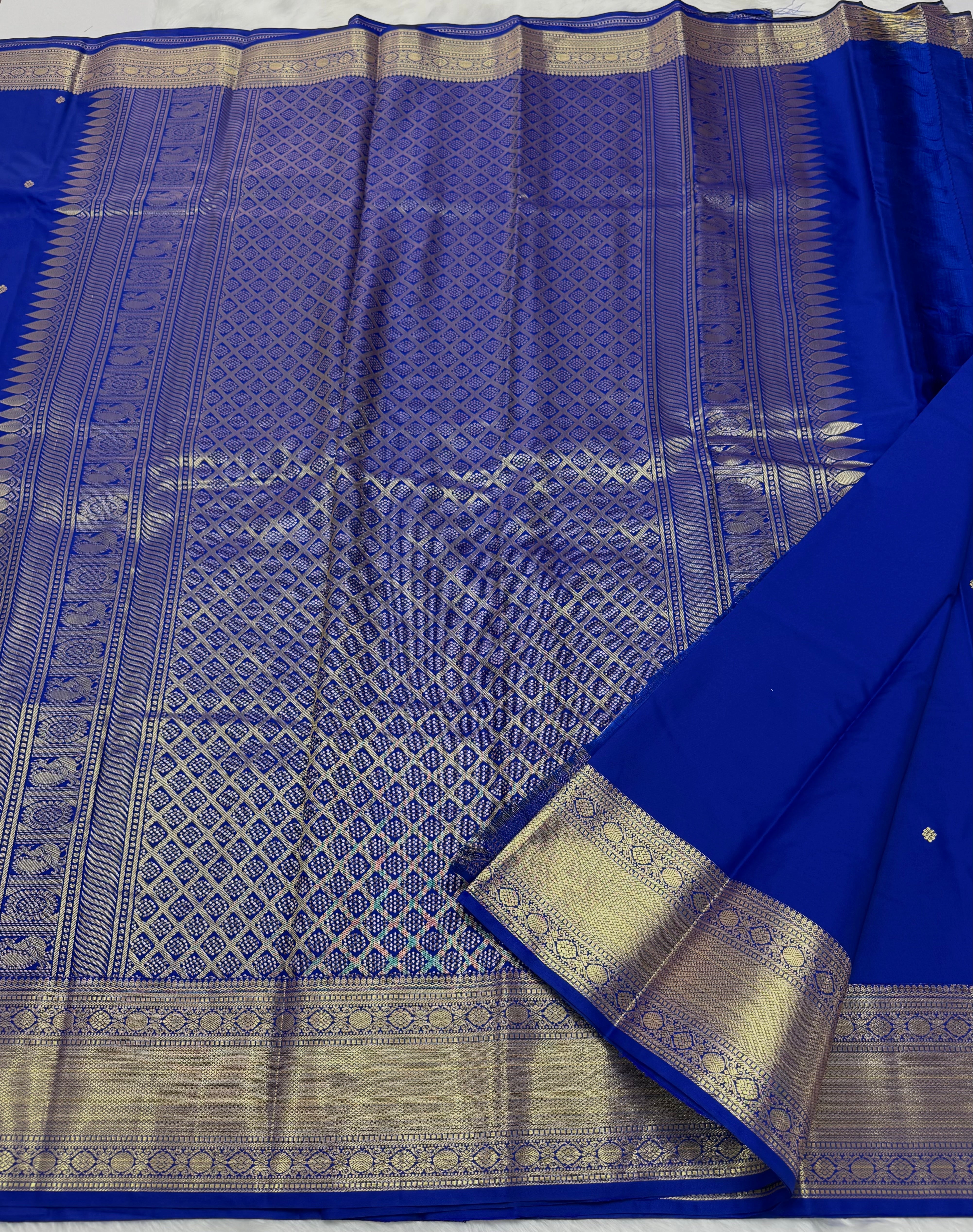 PREMIUM SEMI KANCHI SILK SAREE - ROYAL BLUE