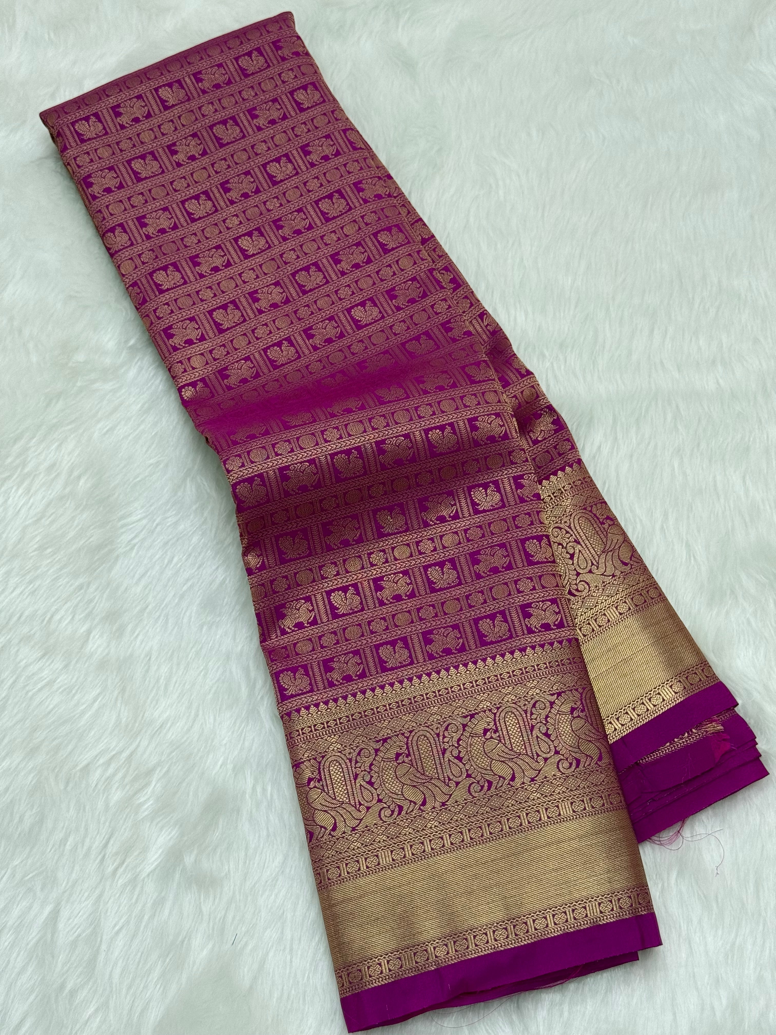 PREMIUM SEMI KANCHI SILK SAREE - BRIGHT RANI PINK