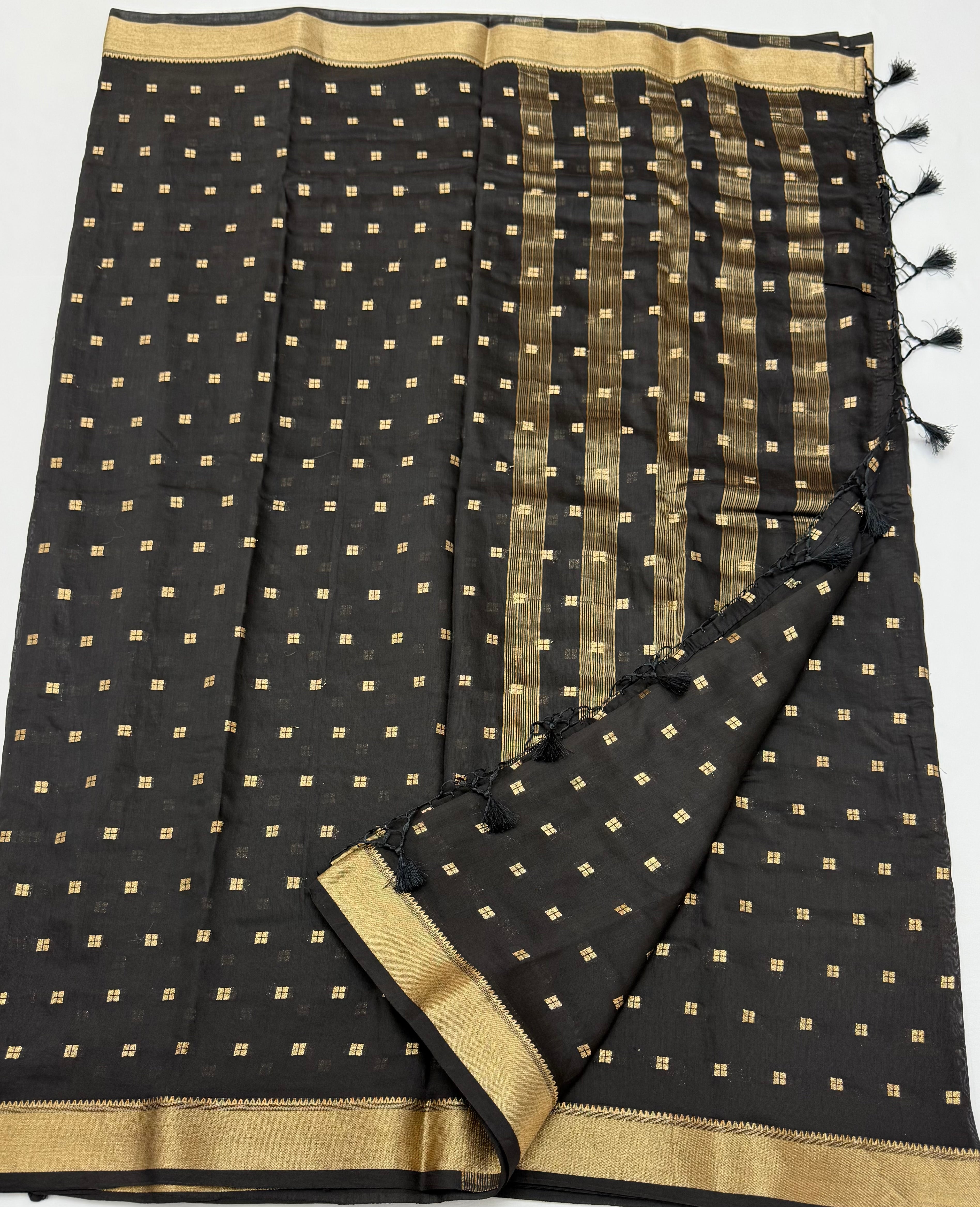 PREMIUM SILK COTTON SAREE - BLACK