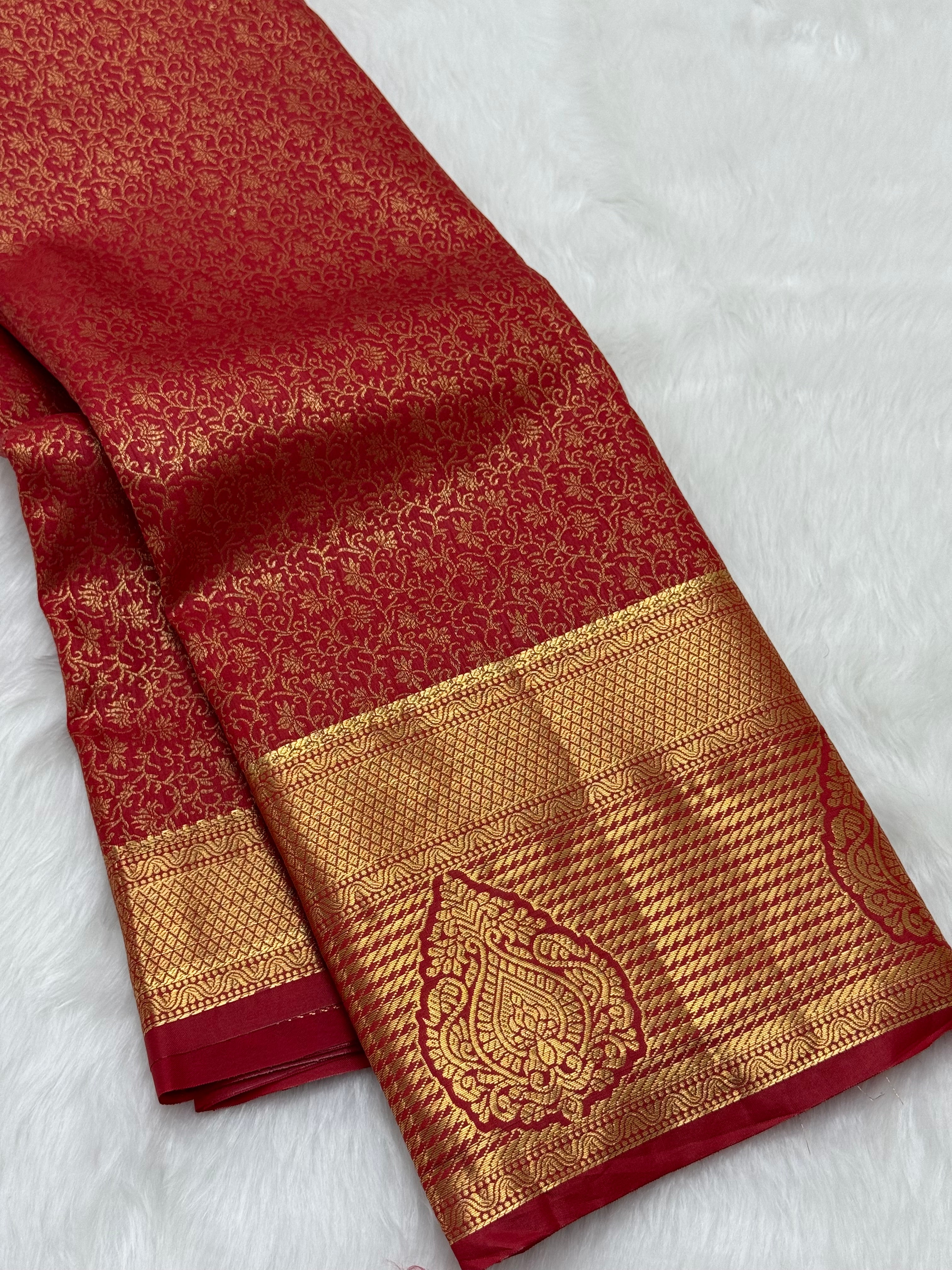 PREMIUM SEMI KANCHI SILK SAREE - RED