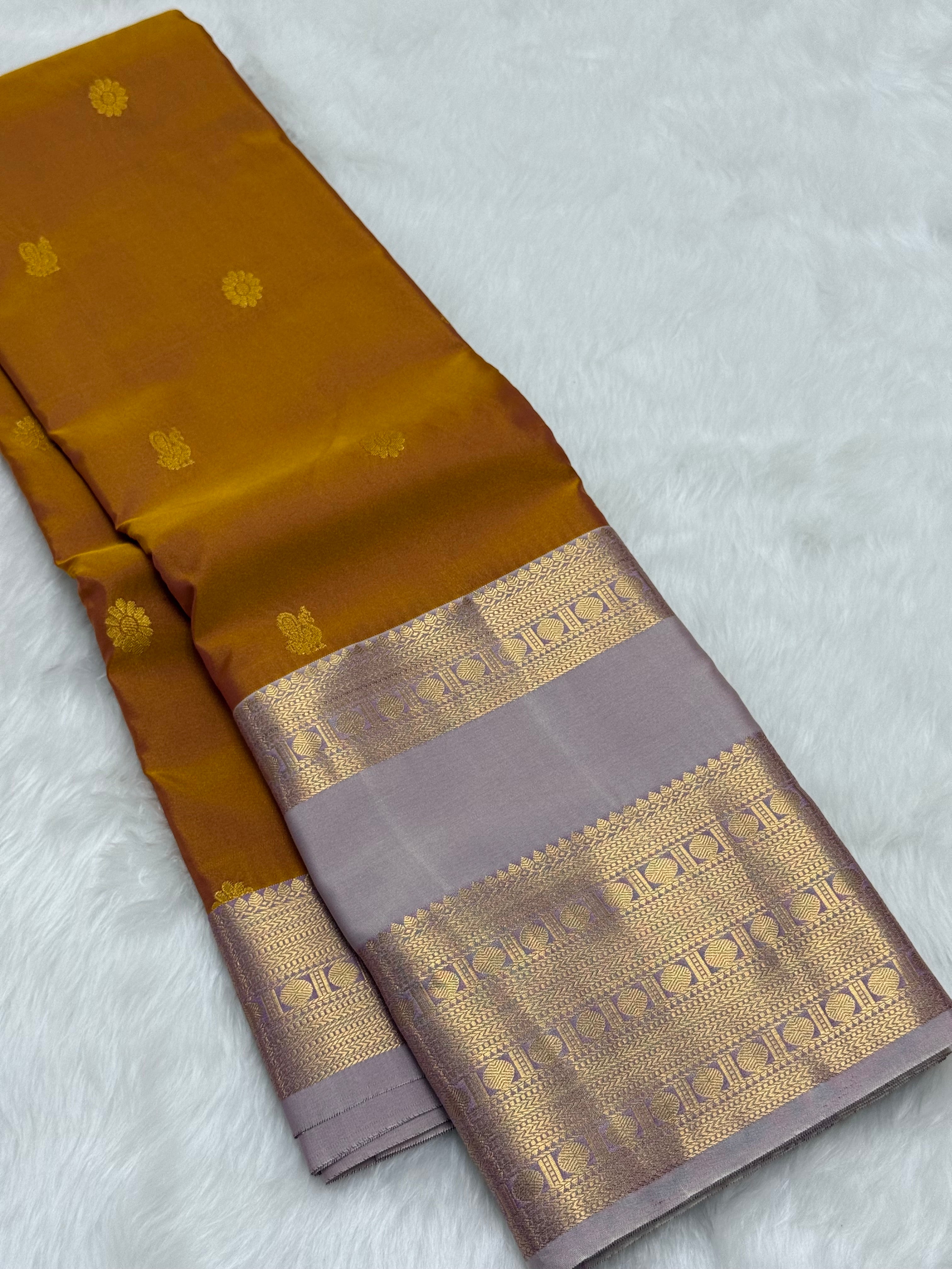 PREMIUM SEMI KANCHI SILK SAREE - MUSTARD (DUAL)