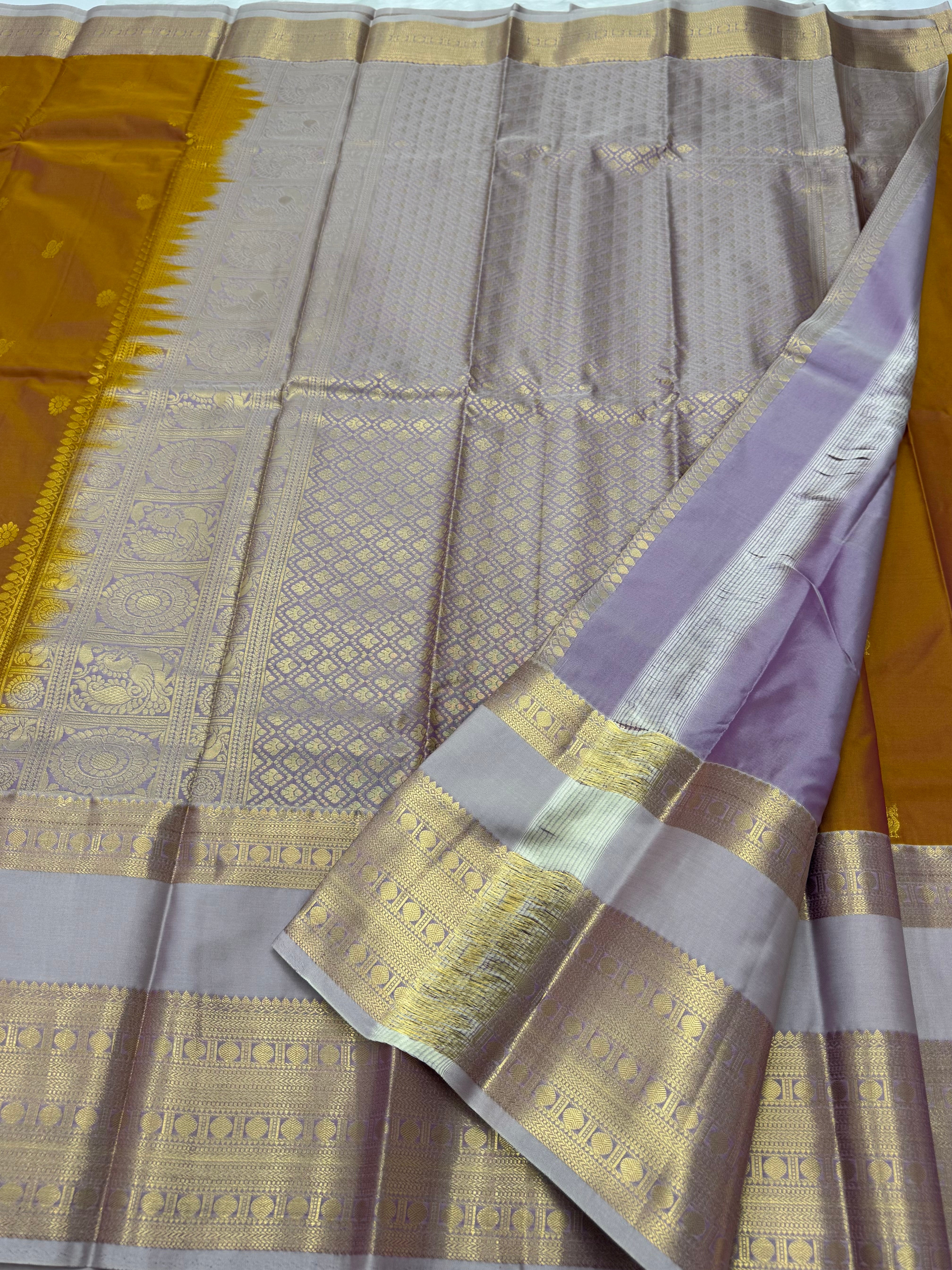 PREMIUM SEMI KANCHI SILK SAREE - MUSTARD (DUAL)