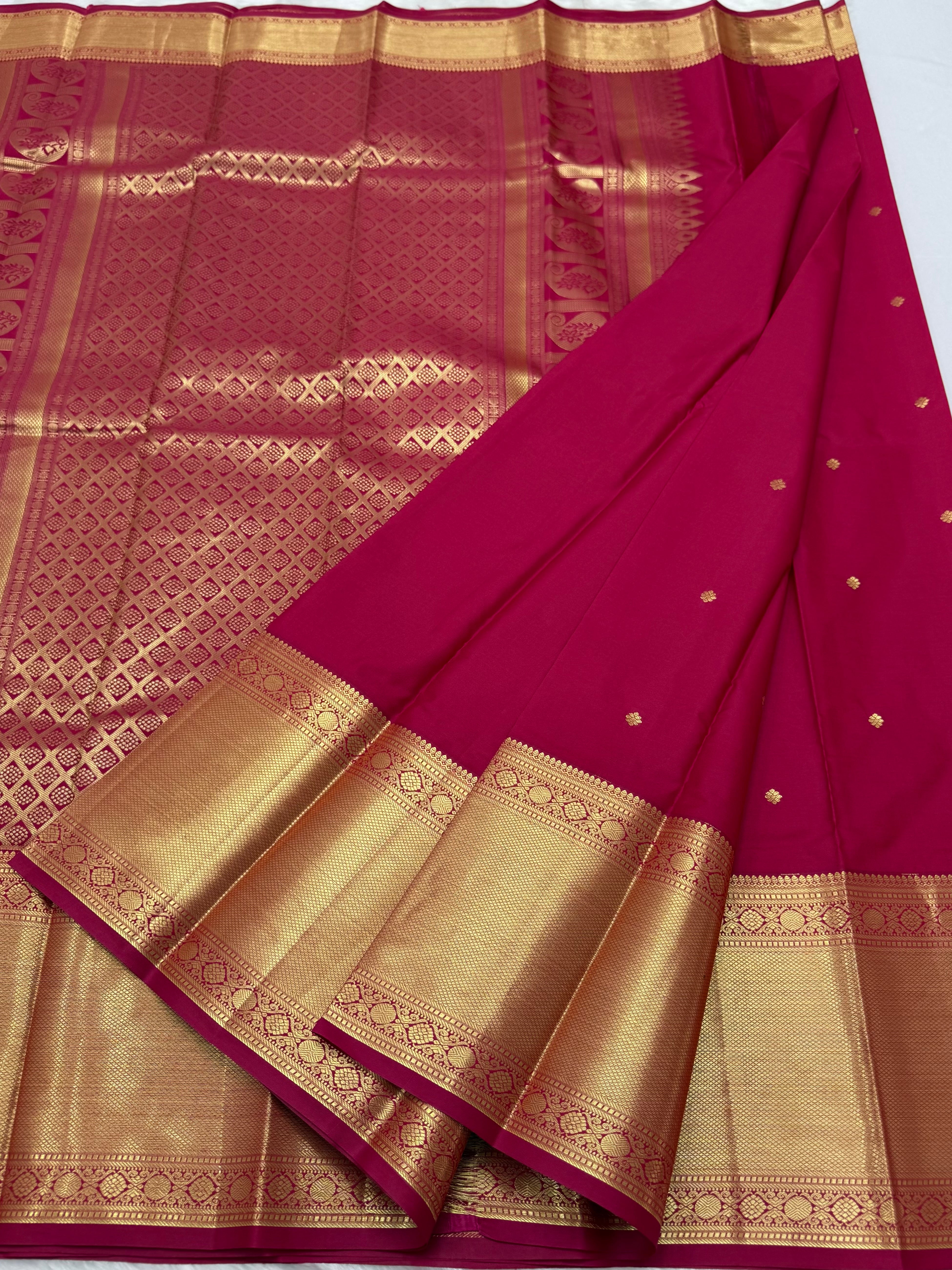 PREMIUM SEMI KANCHI SILK SAREE - MAGENTA
