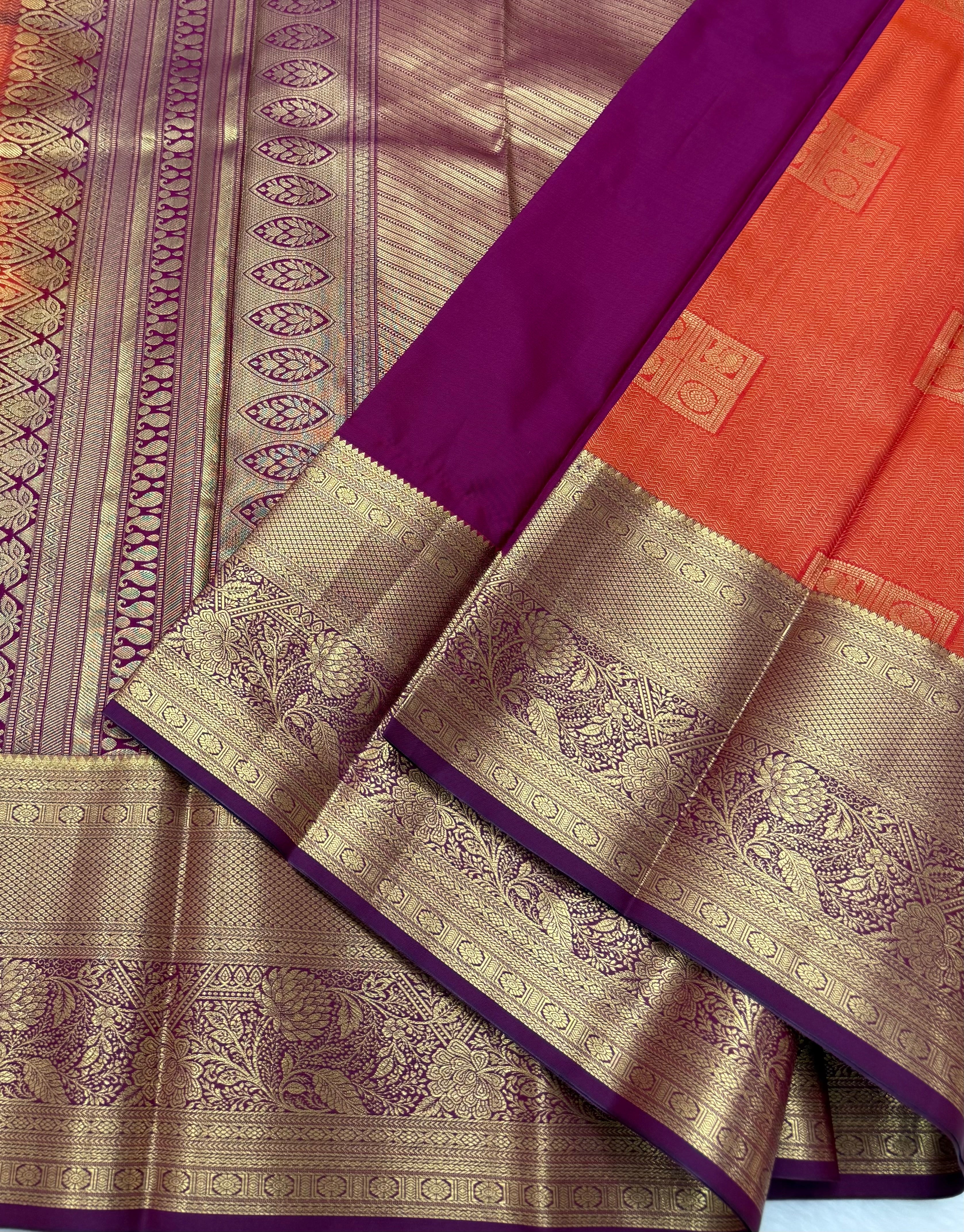 PREMIUM SEMI KANCHI SILK SAREE - VERMILLION