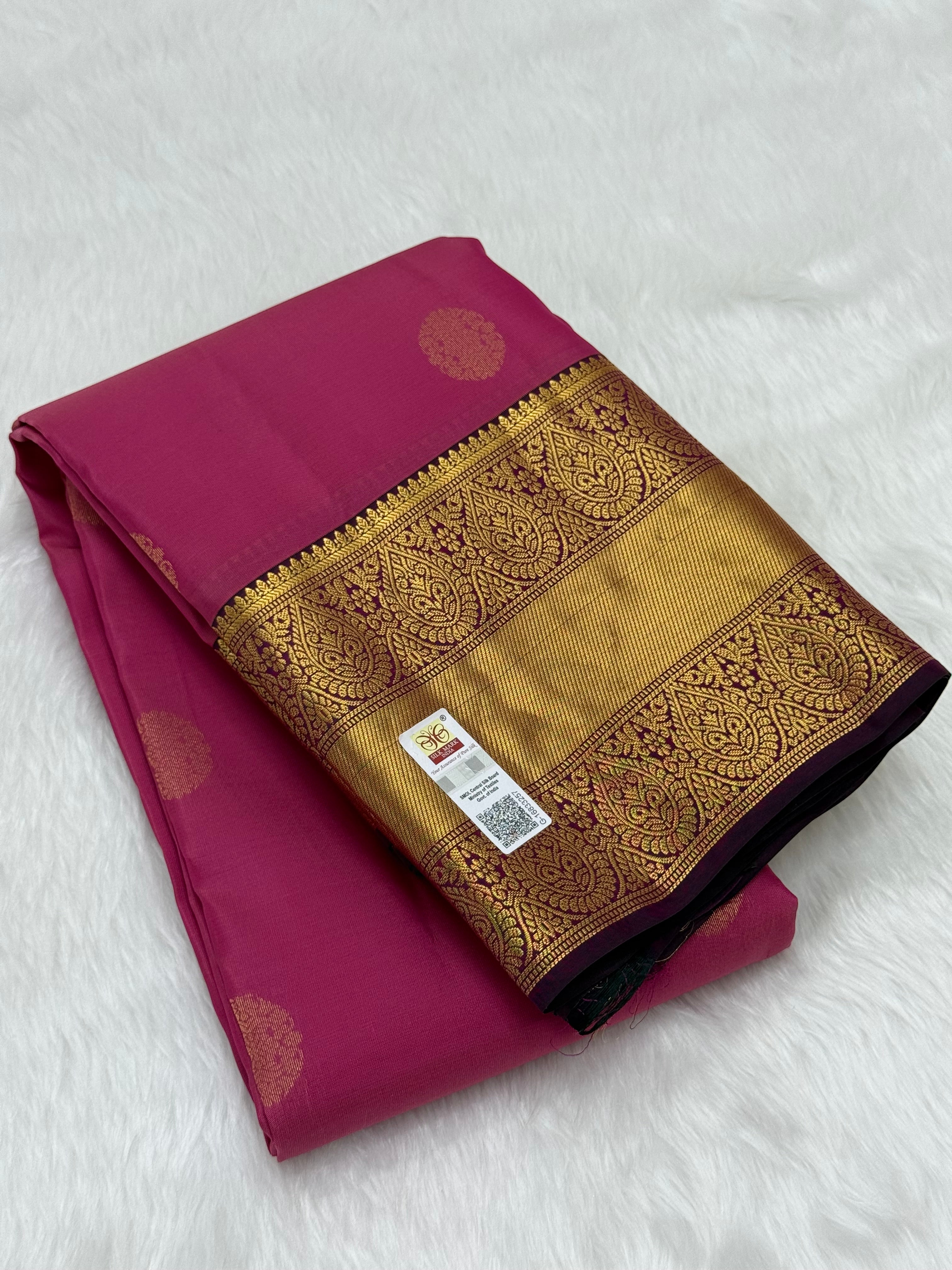 KANCHIPURAM PURE SILK SAREE | SILKMARK® CERTIFIED - FUCHSIA