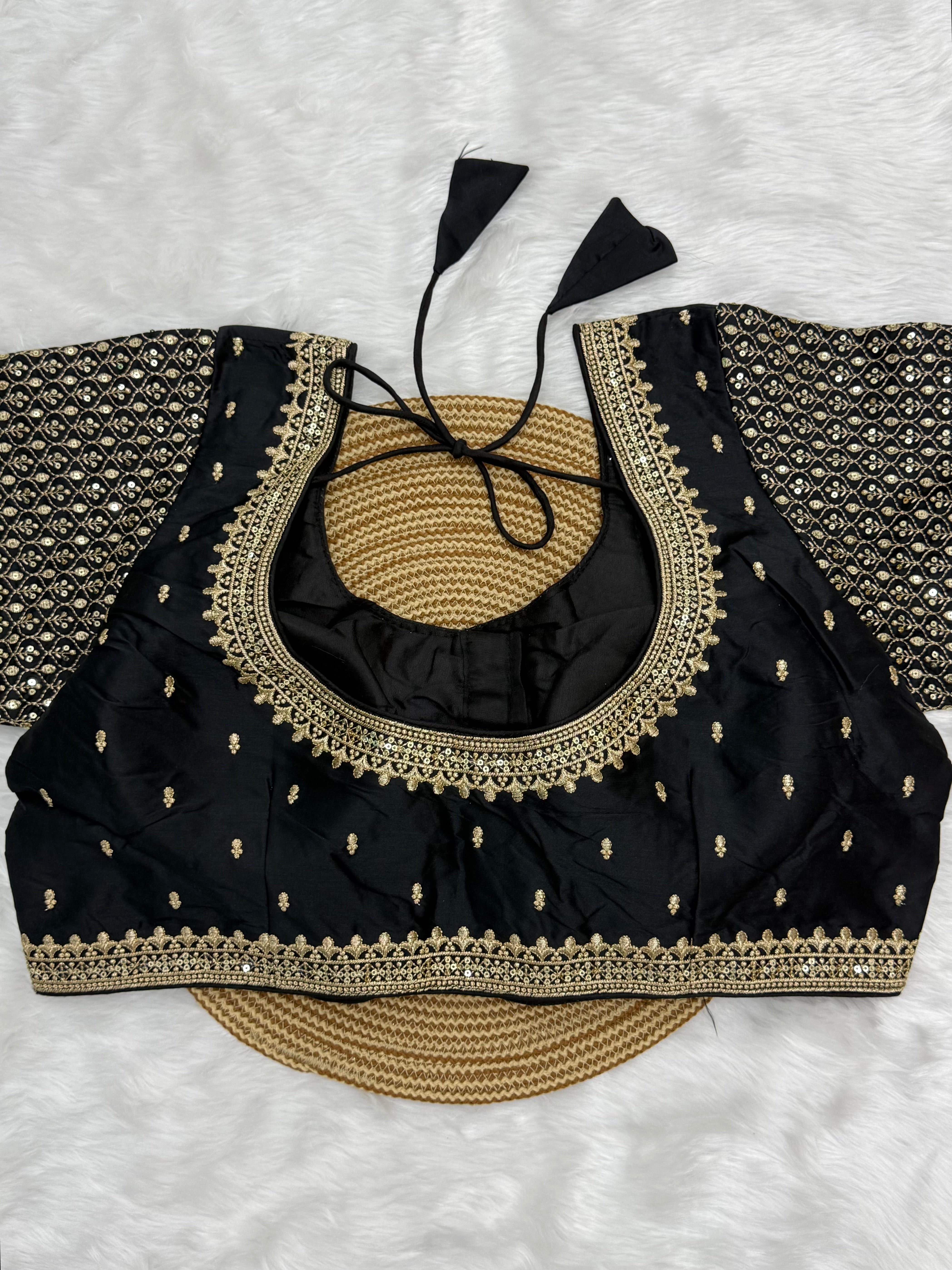 BRIDAL AARI WORK READY TO WEAR SAREE BLOUSE - BLACK