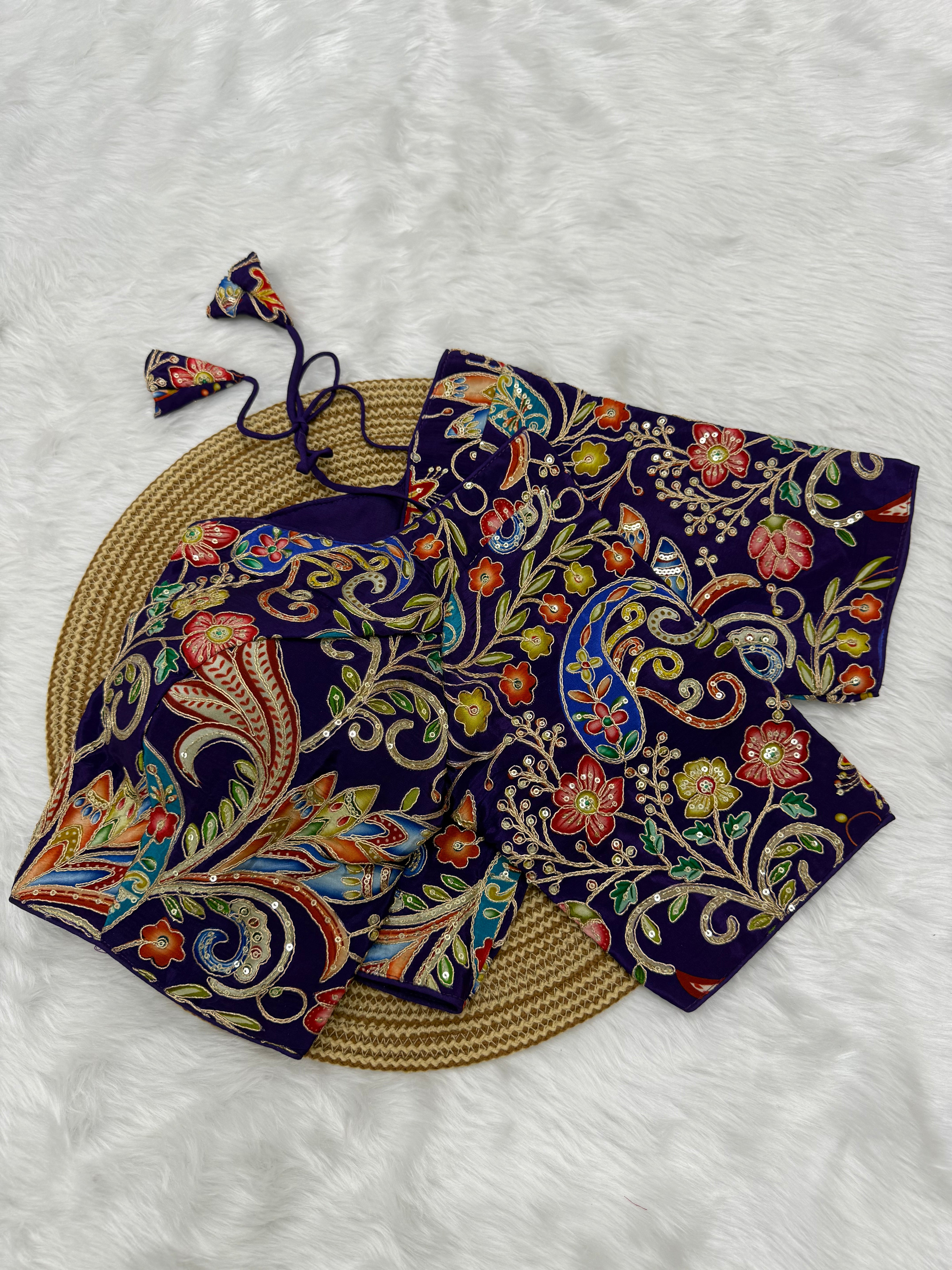 DESIGNER EMBRO-SEQUIN WORK BLOUSE - MULTI