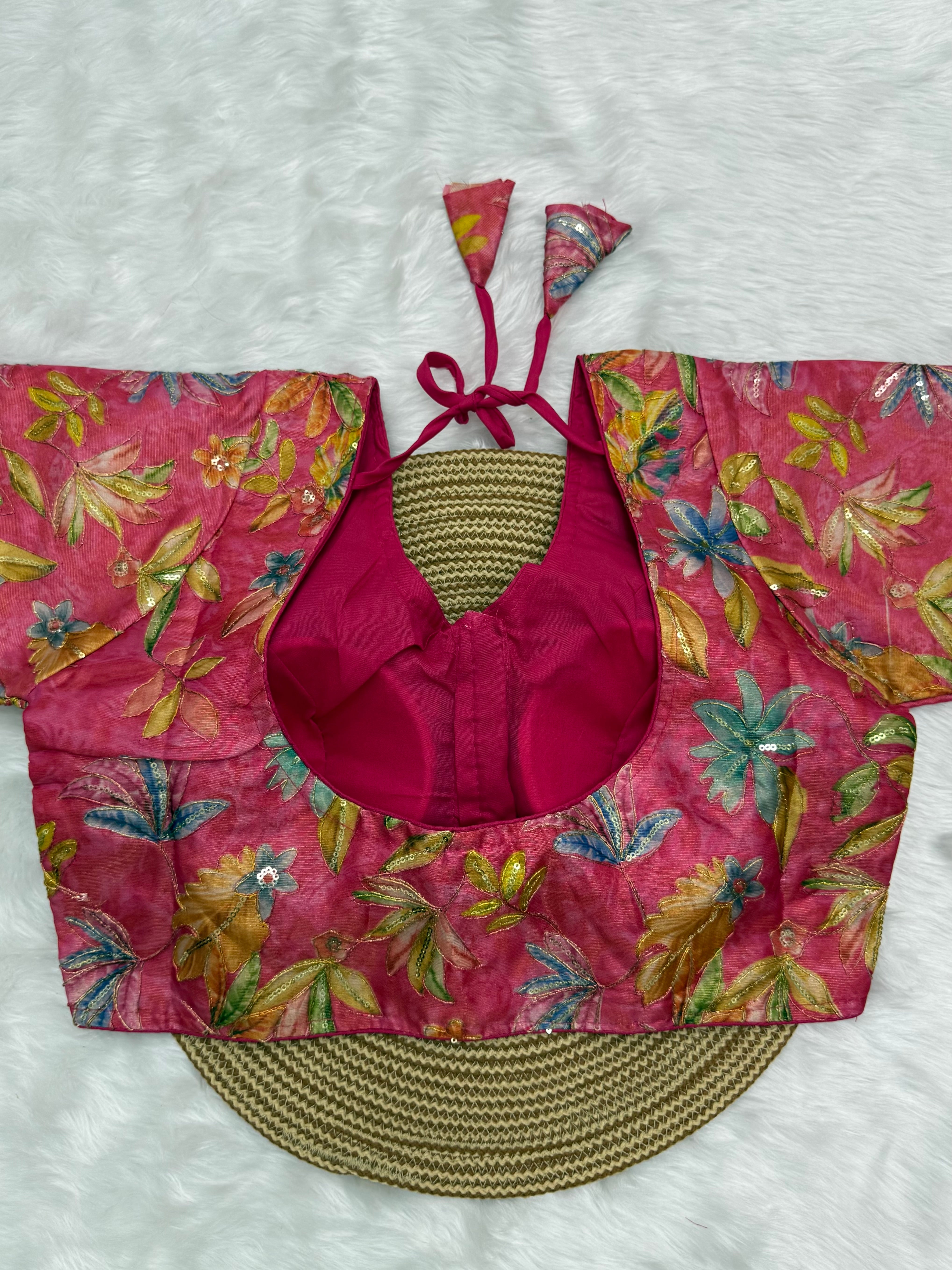 DESIGNER SEQUIN WORK BLOUSE - PINK