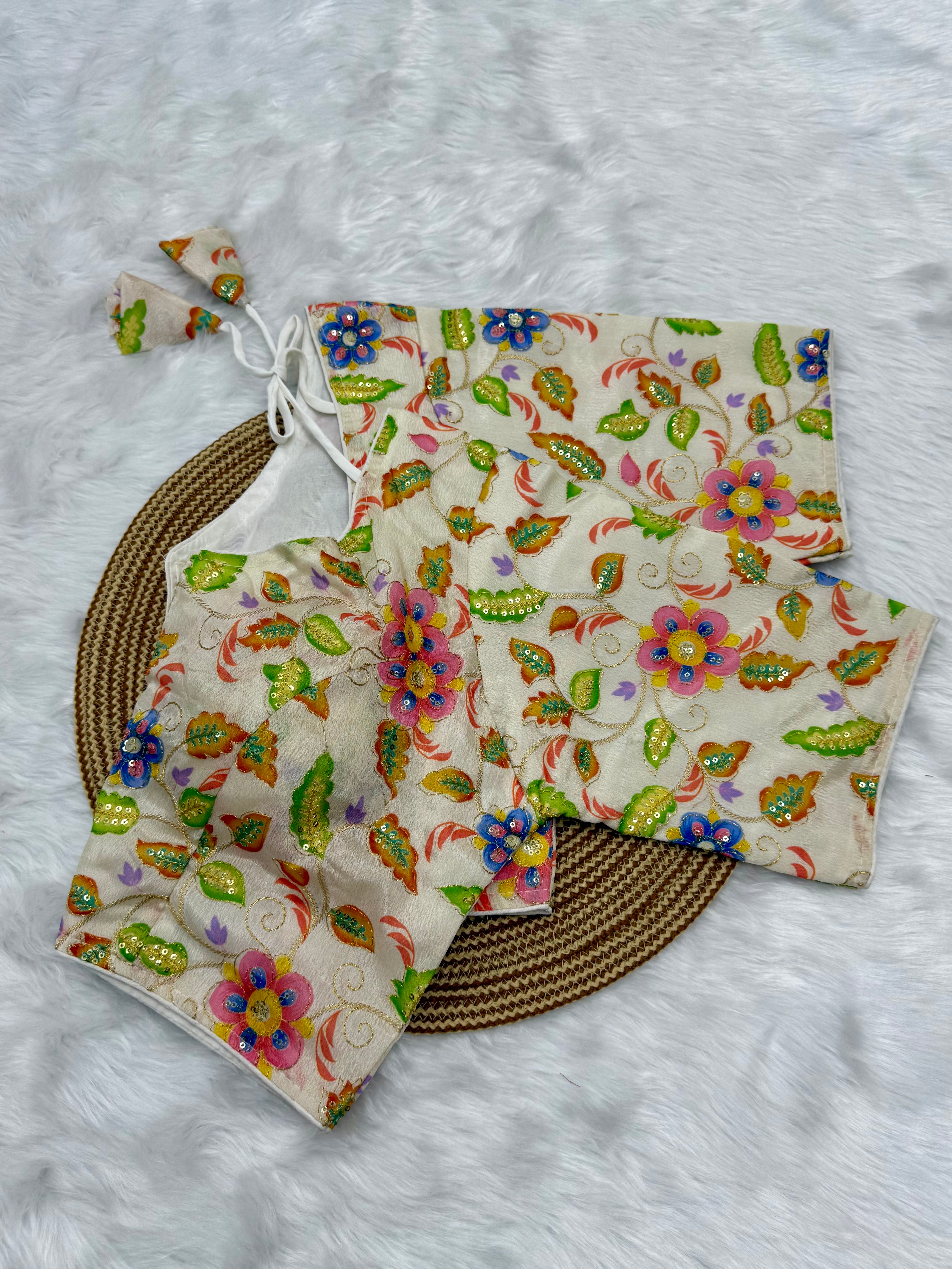 DESIGNER SEQUIN WORK BLOUSE - OFF WHITE