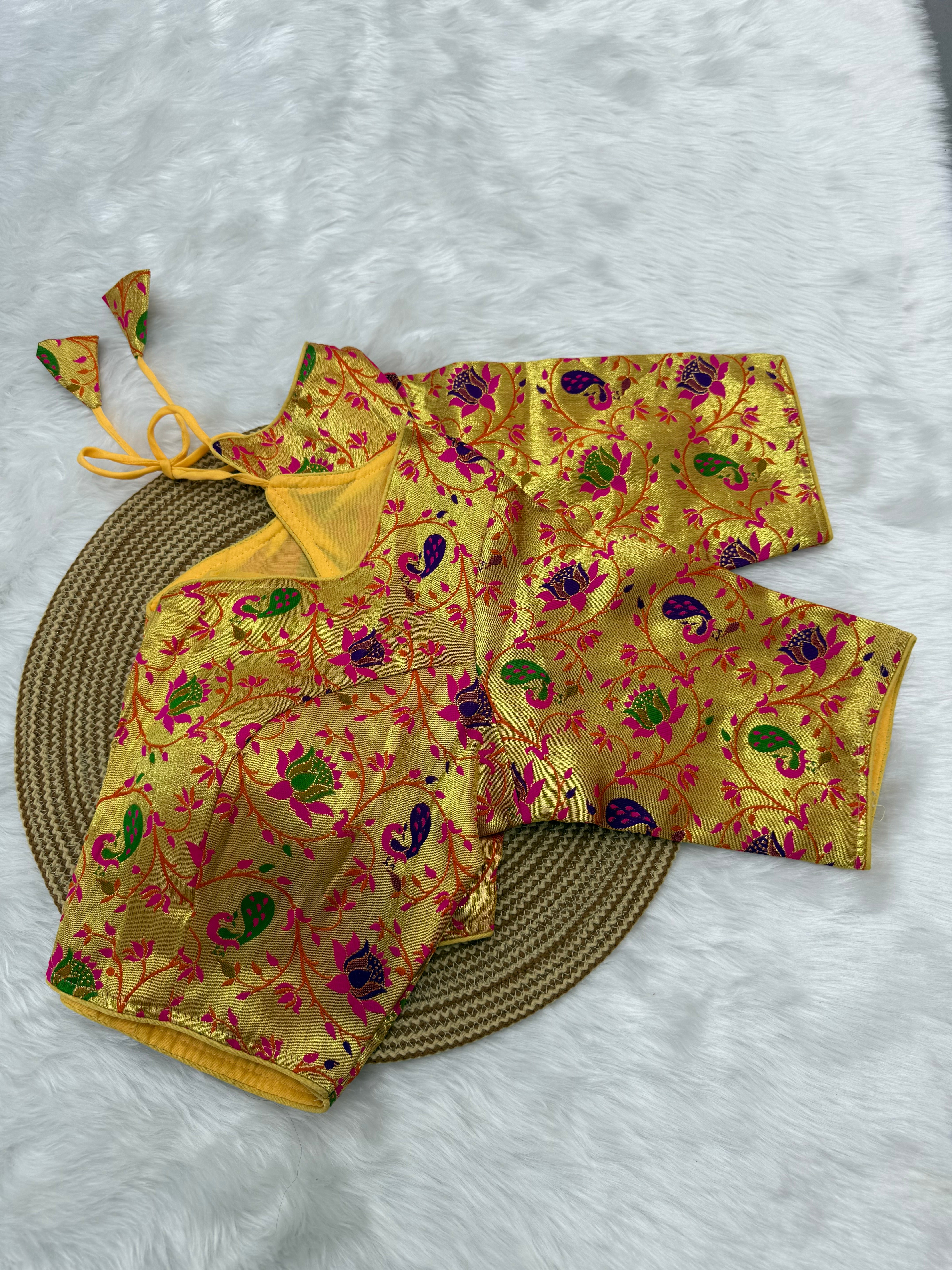 ROYAL BRIDAL BROCADE SAREE BLOUSE - GOLD