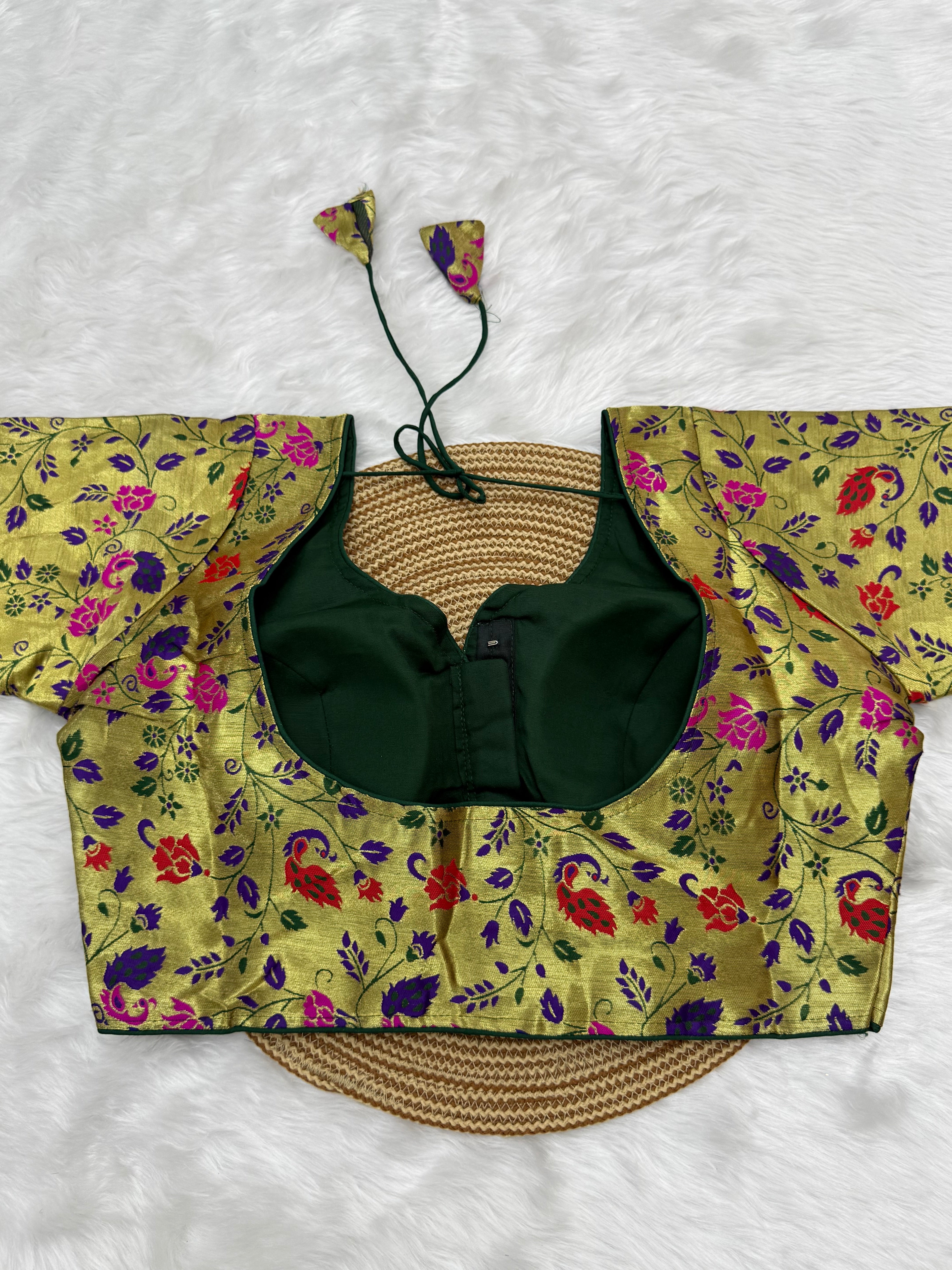 ROYAL BRIDAL BROCADE SAREE BLOUSE - GOLD