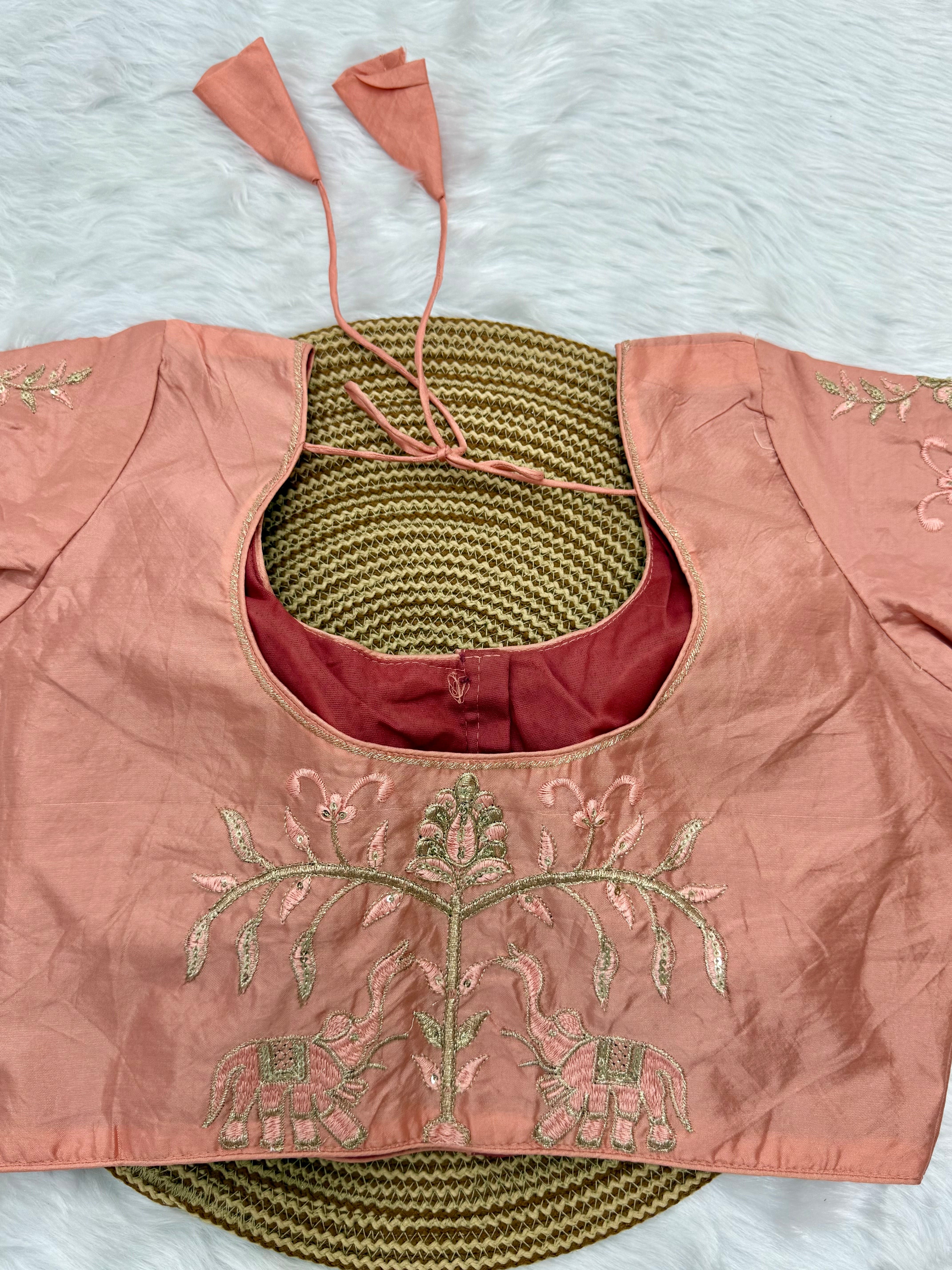 DESIGNER BUTTI WORK READY TO WEAR BLOUSE - PEACH