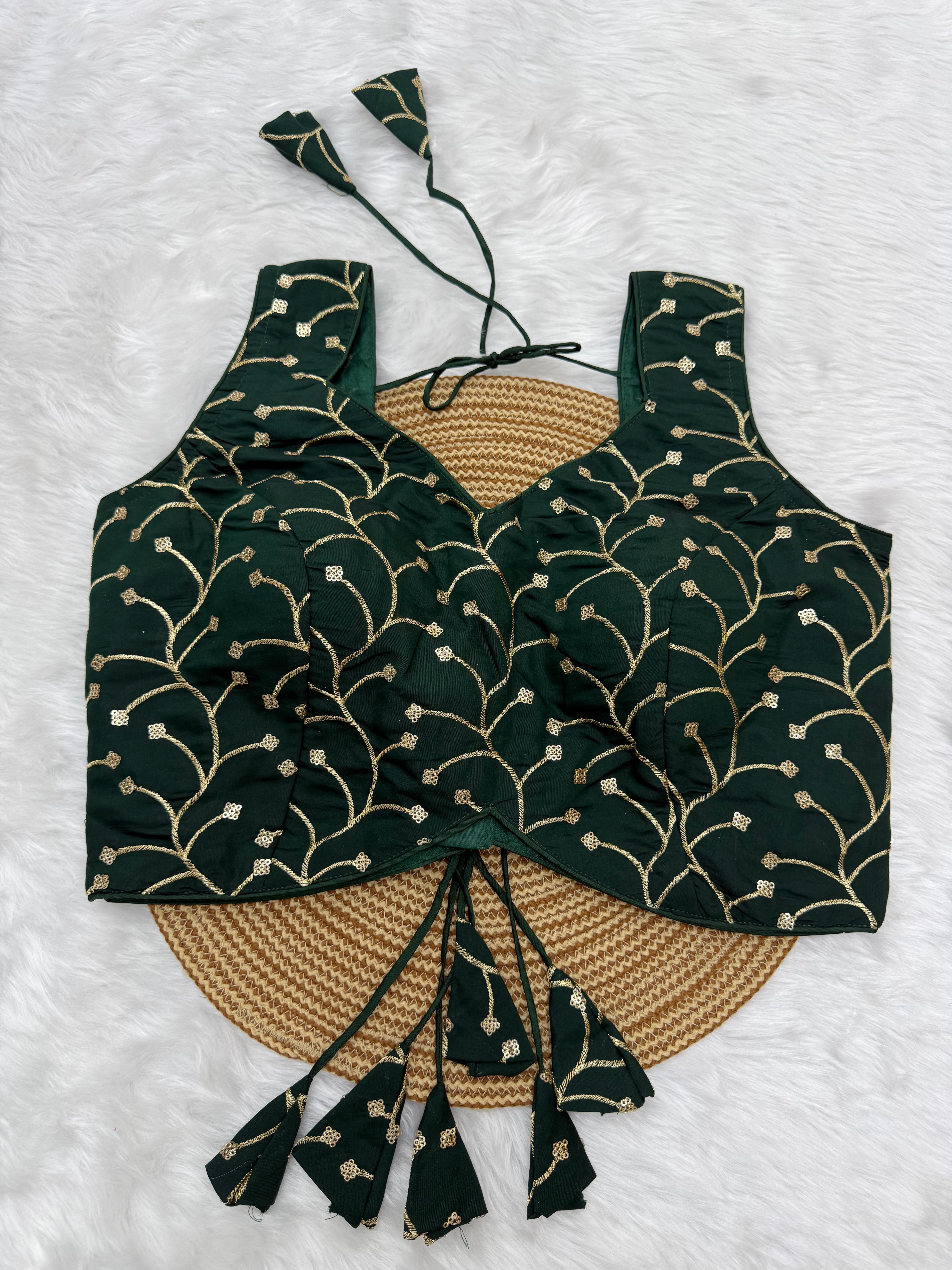 DESIGNER EMBRO-SEQUIN WORK SLEEVELESS  BLOUSE - SACRAMENTO