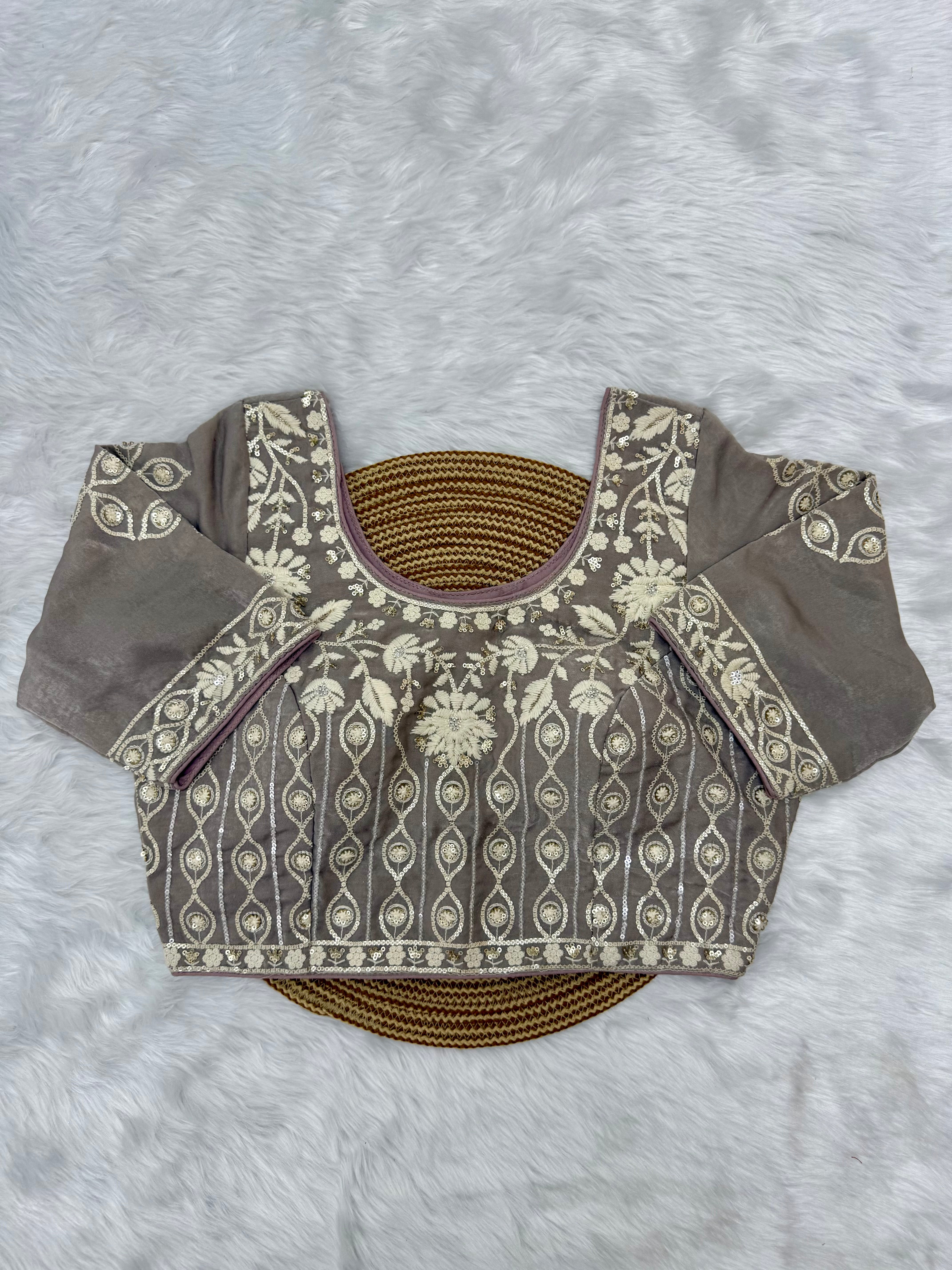 DESIGNER EMBROIDERED READY TO WEAR BLOUSE - MAUVE