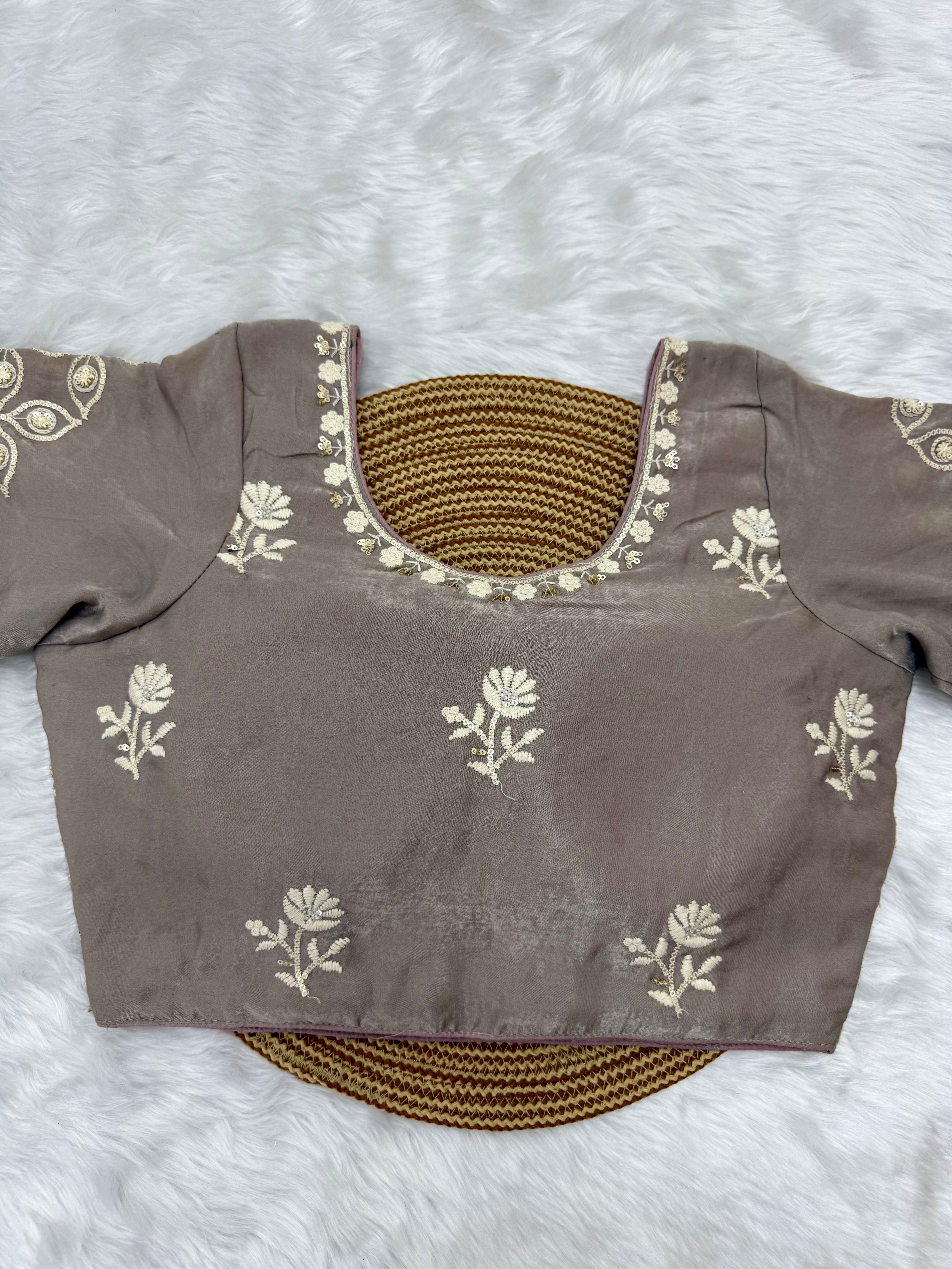 DESIGNER EMBROIDERED READY TO WEAR BLOUSE - MAUVE