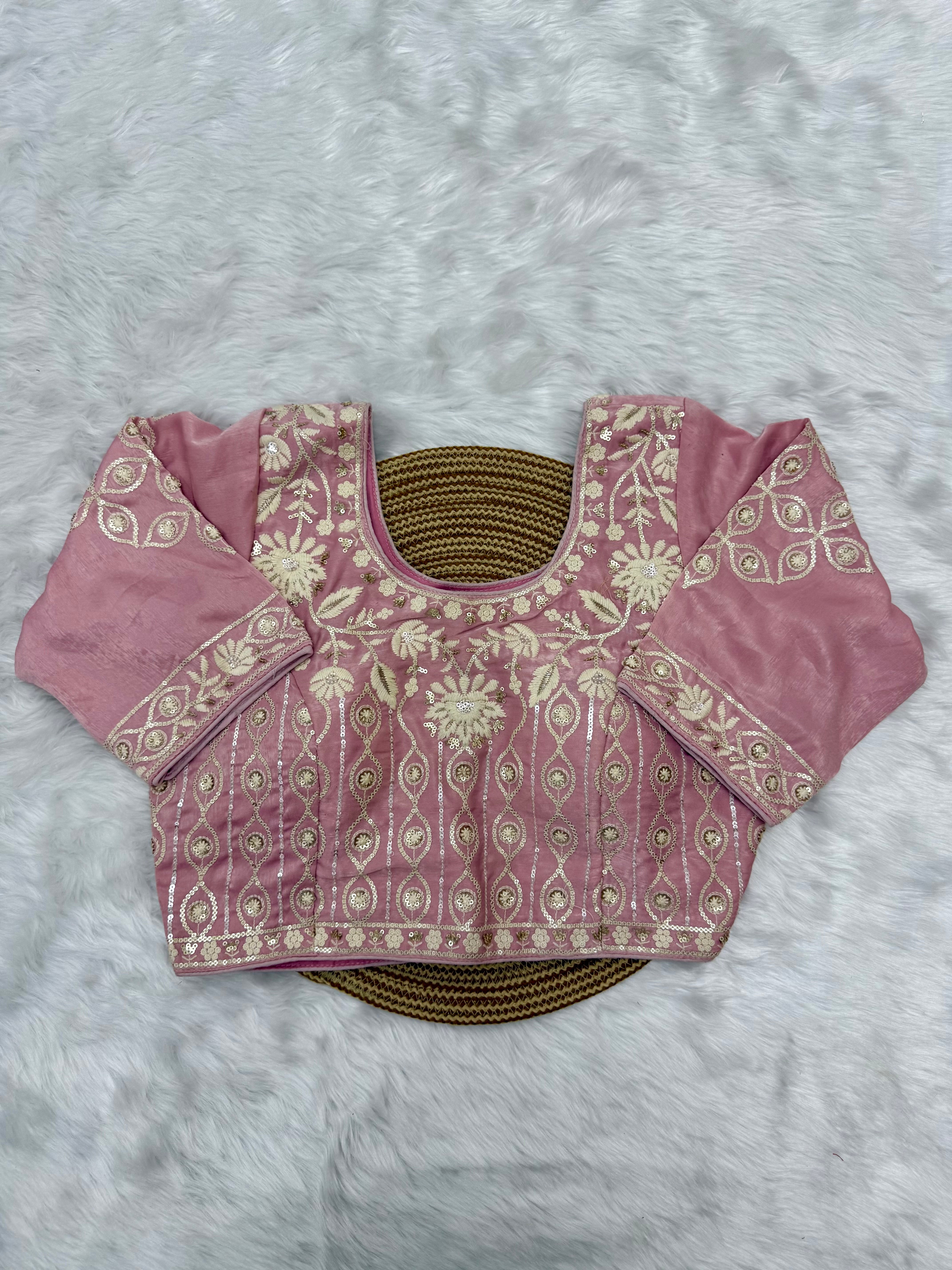 DESIGNER EMBROIDERED READY TO WEAR BLOUSE - PINK