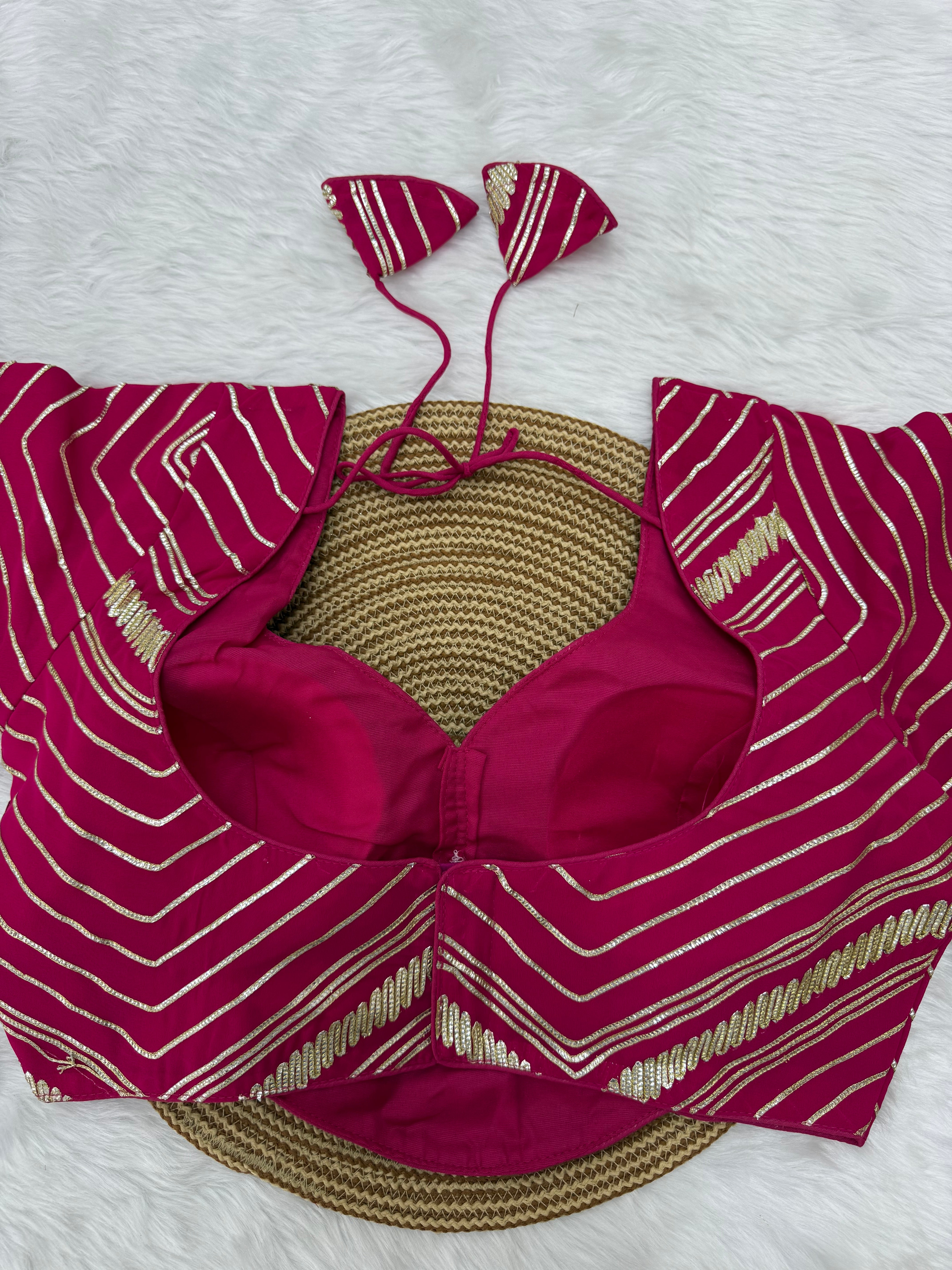 GOTA PATTI BOLLYWOOD INSPIRED PARTY WEAR BLOUSE - RANI PINK