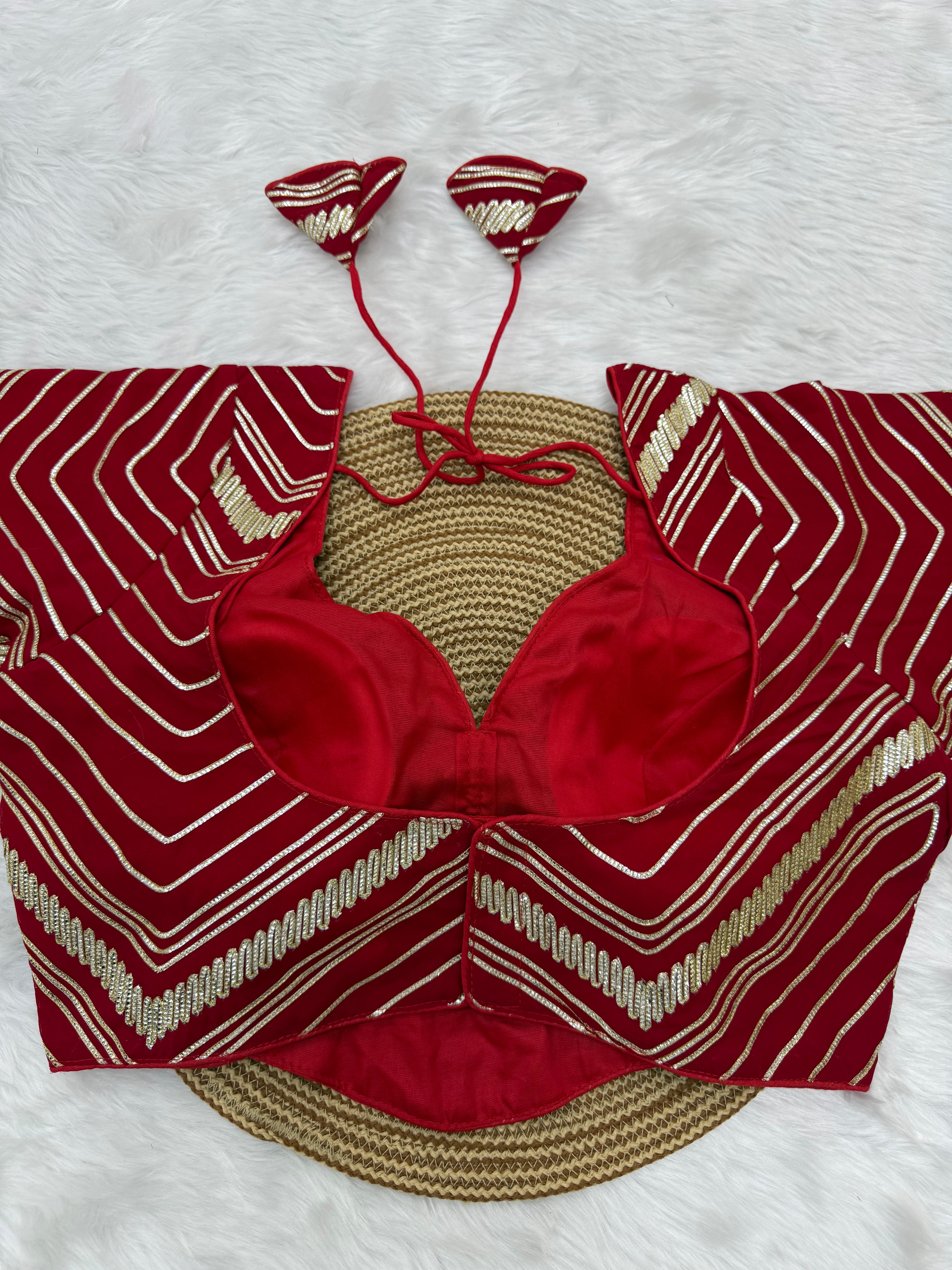 GOTA PATTI BOLLYWOOD INSPIRED PARTY WEAR BLOUSE - RUBY RED