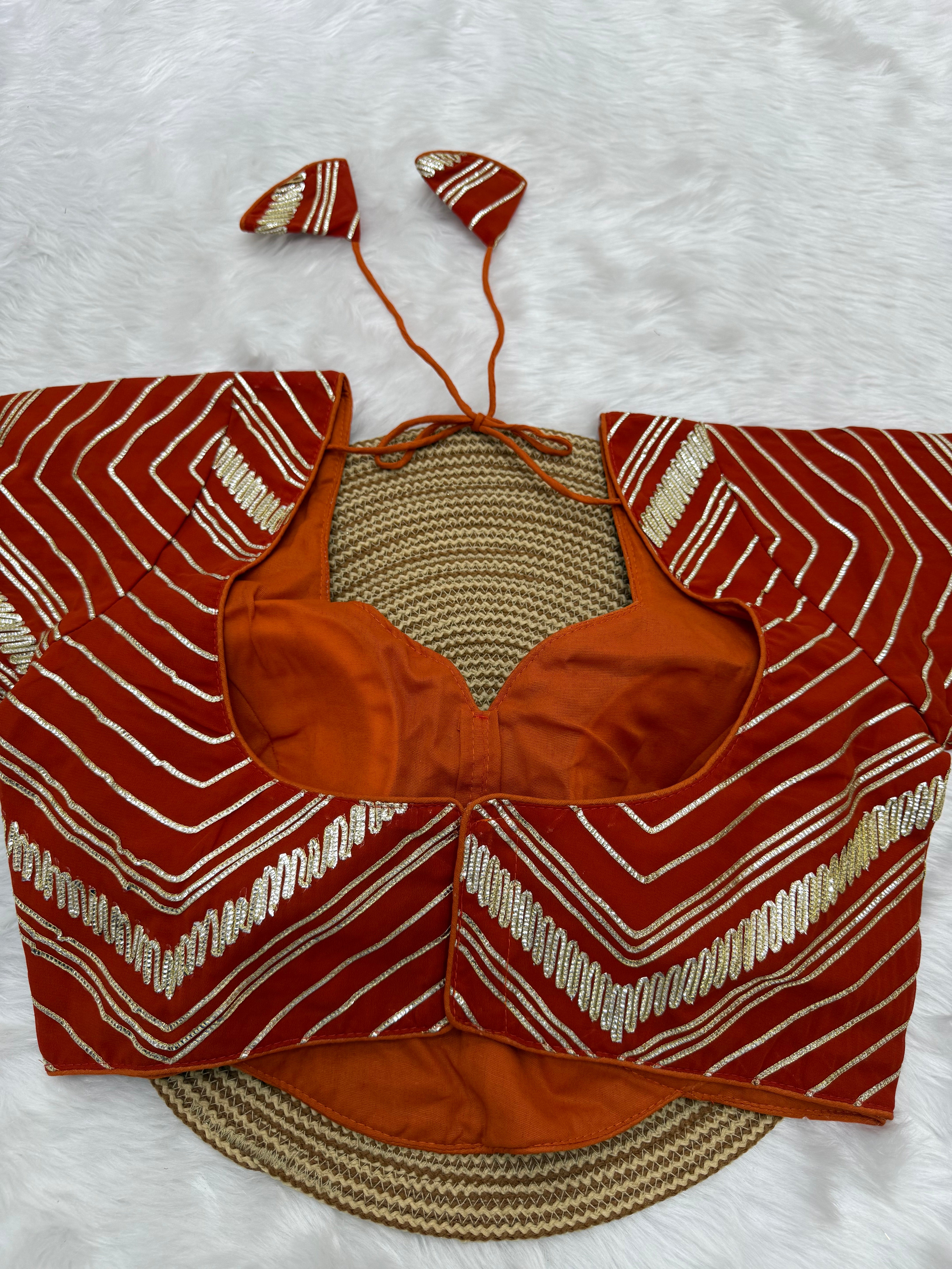 GOTA PATTI BOLLYWOOD INSPIRED PARTY WEAR BLOUSE - BURNT ORANGE
